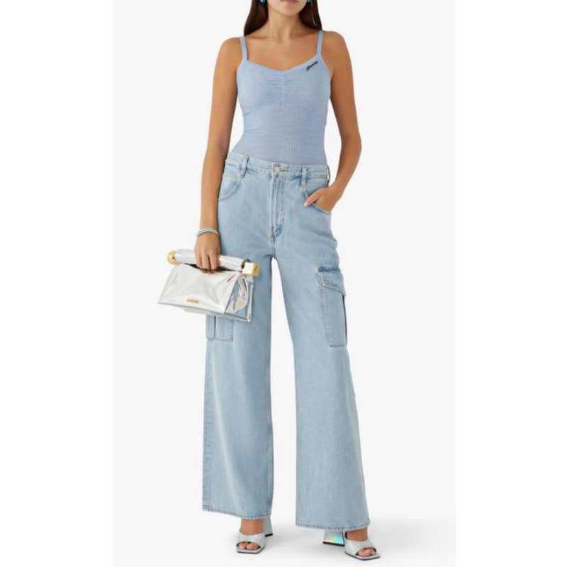image of Agolde High Rise Utility Cargo Wide Leg Minka Jeans Blue, Women's (Size 26)