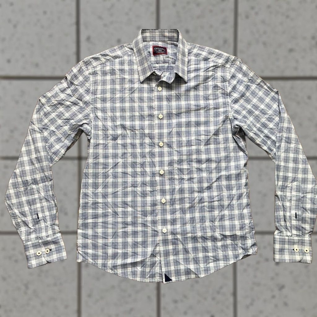 UNTUCKit UNTUCKit Shirt Mens Small Blue Plaid Button Long Sleeve Slim Performance Size US S / EU 44-46 / 1 - 1 Thumbnail