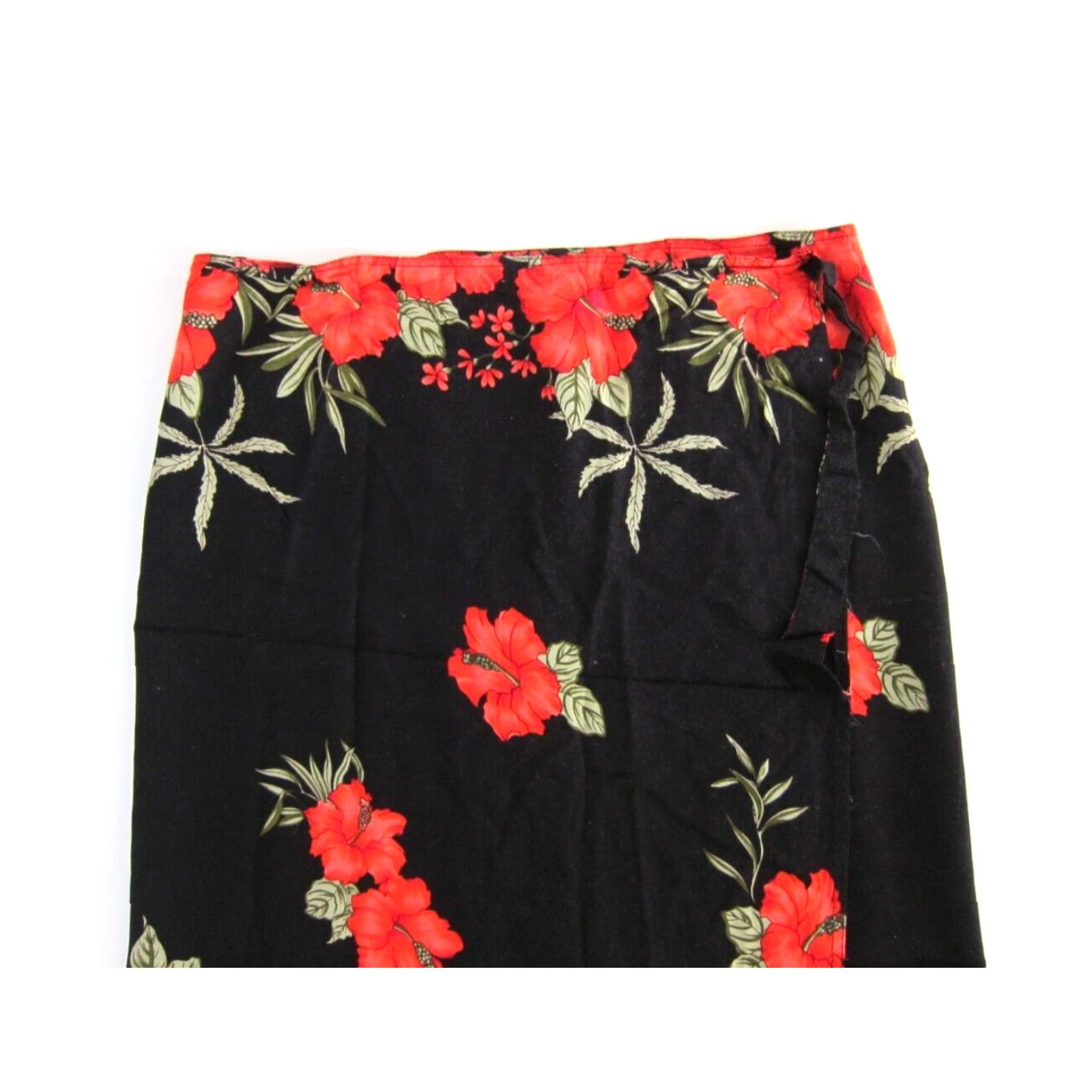 Vintage VINTAGE Hibiscus Collection Hawaii Rayon Black Red Floral Long Maxi Wrap Skirt L Size 36" / US 14 / IT 50 - 5 Thumbnail