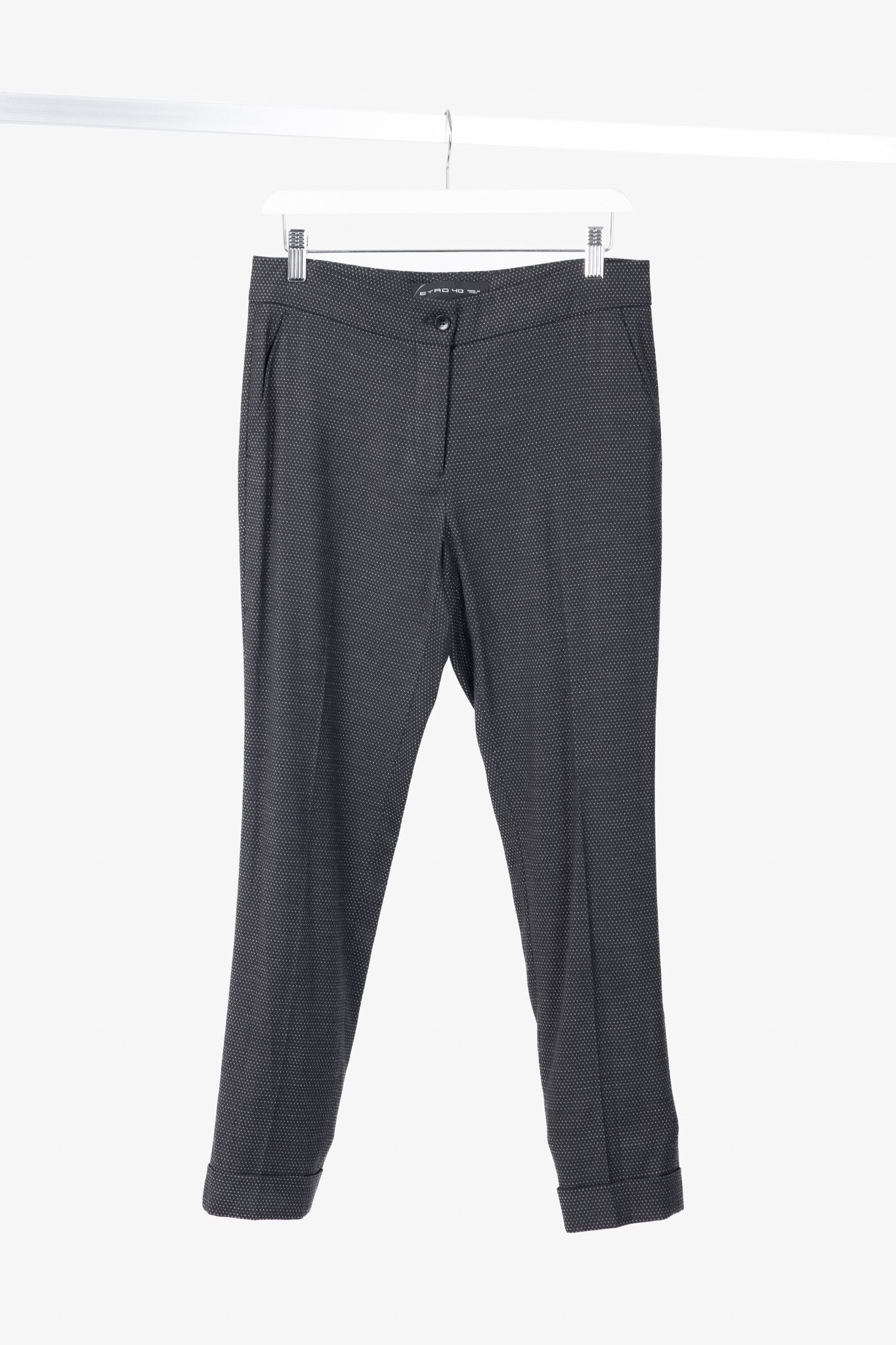 Etro Etro Black Micro-Dot Wool-Blend Cuffed Trousers Size 27" / US 4 / IT 40 - 1 Thumbnail