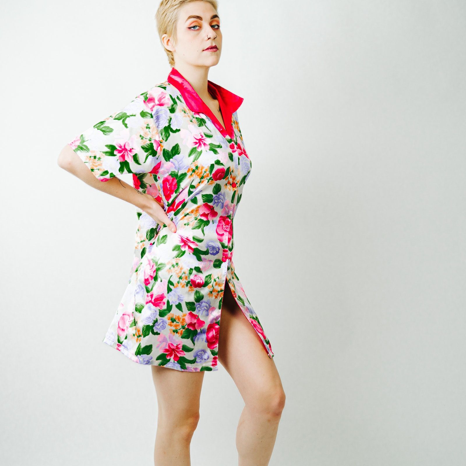 Vintage Vintage A' Milan Intimates Floral Button Front Gown / Med Size M / US 6-8 / IT 42-44 - 5 Thumbnail