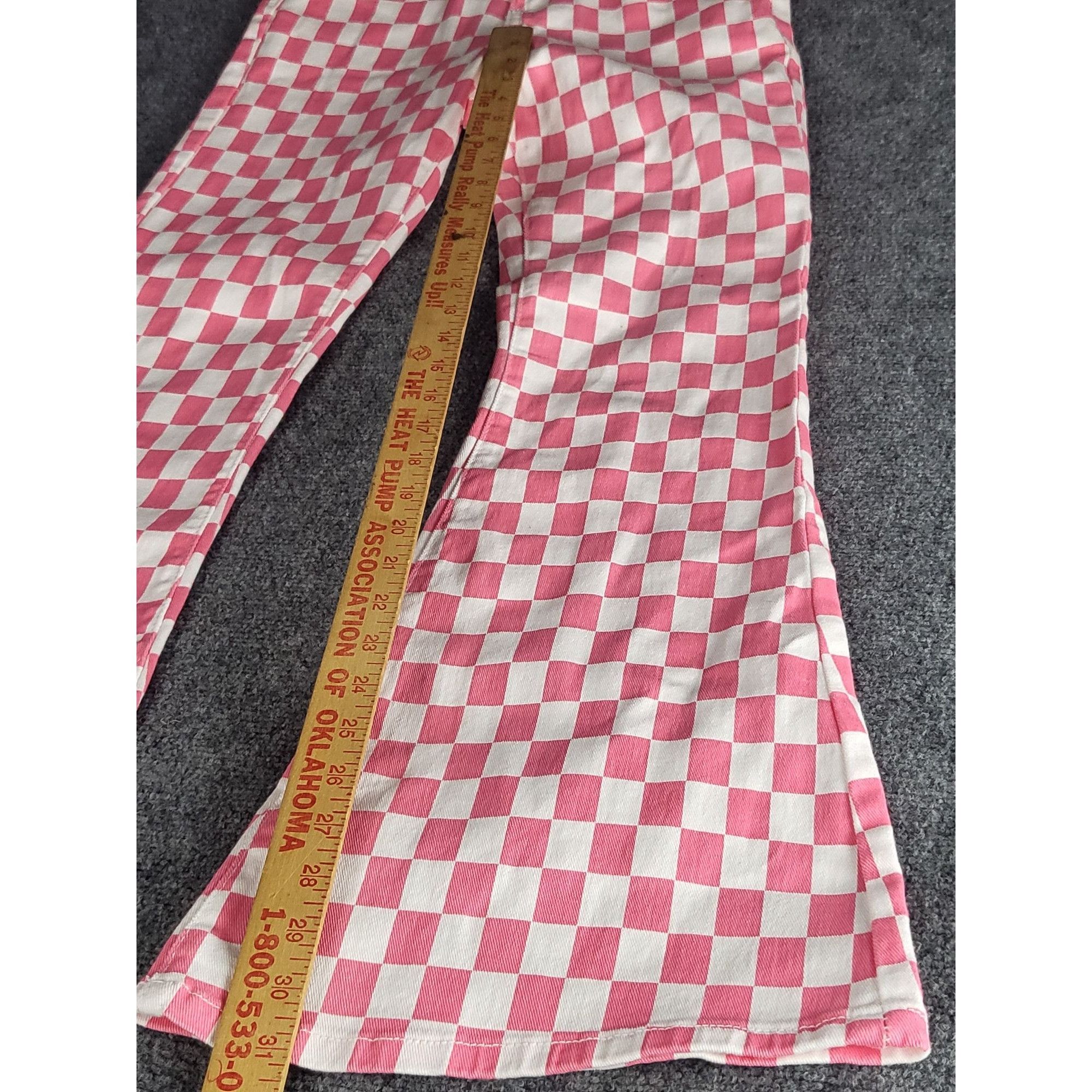 Jean Pink Checkered Bell Bottom Denim Jeeans Women Sz 4 Hipster L Size 27" / US 4 / IT 40 - 6 Thumbnail
