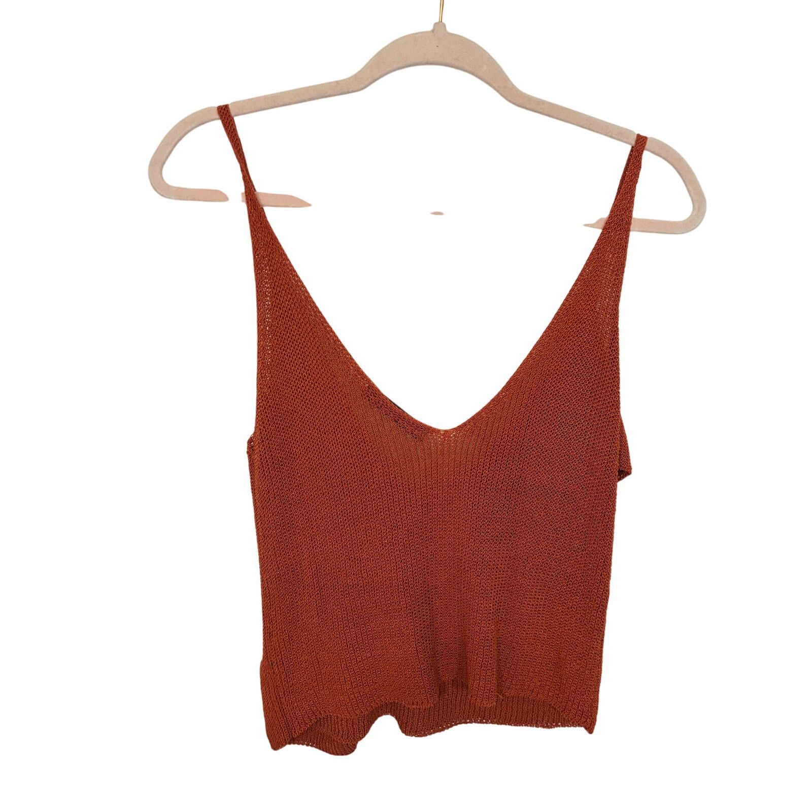Zara Zara Rust Orange Knit Ruffle Tank Top Western Flowy S Size S / US 4 / IT 40 - 5 Thumbnail
