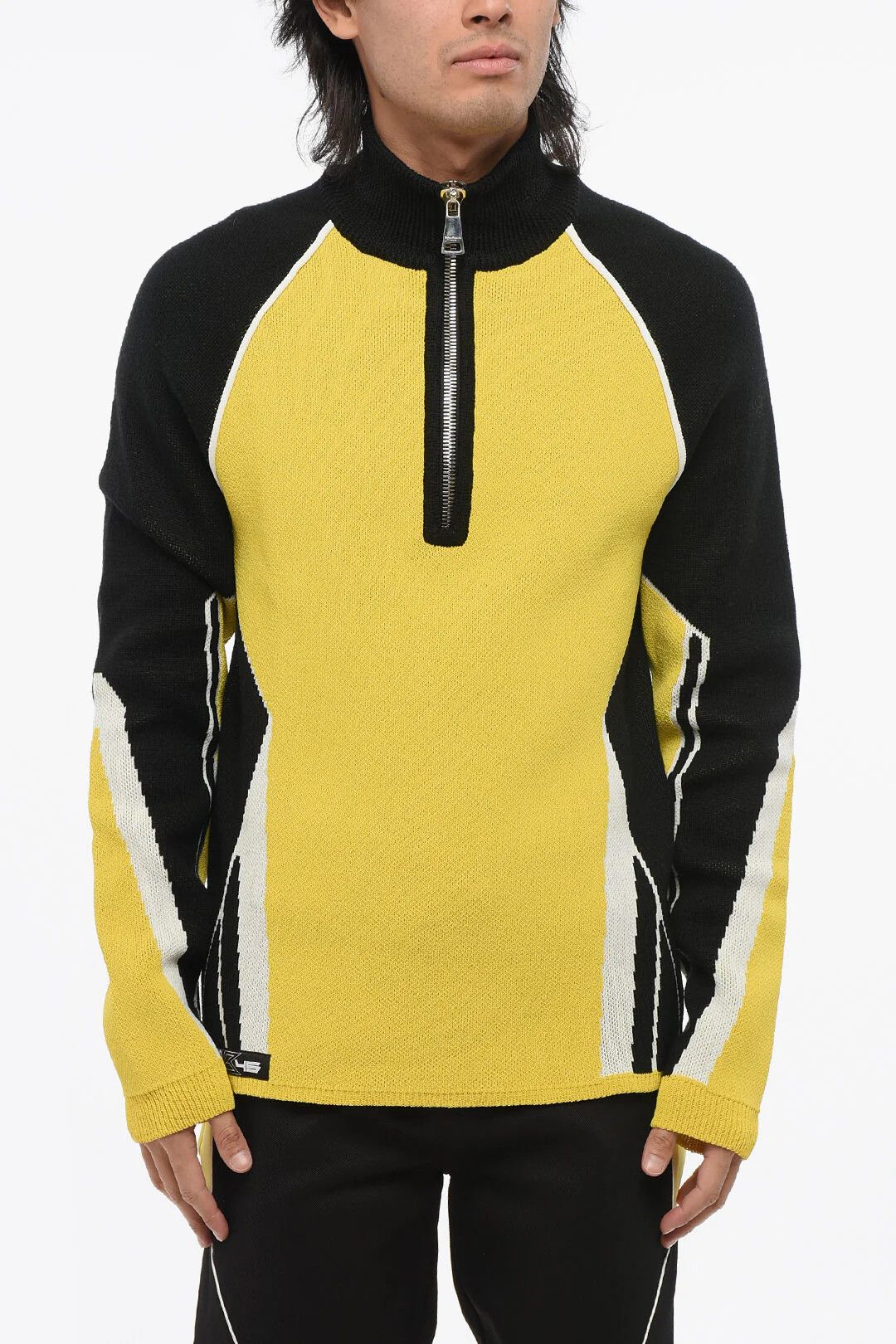 Balmain og1mm0326 Wool-Blend Color-Block Sweater in Yellow Size US S / EU 44-46 / 1 - 1 Thumbnail