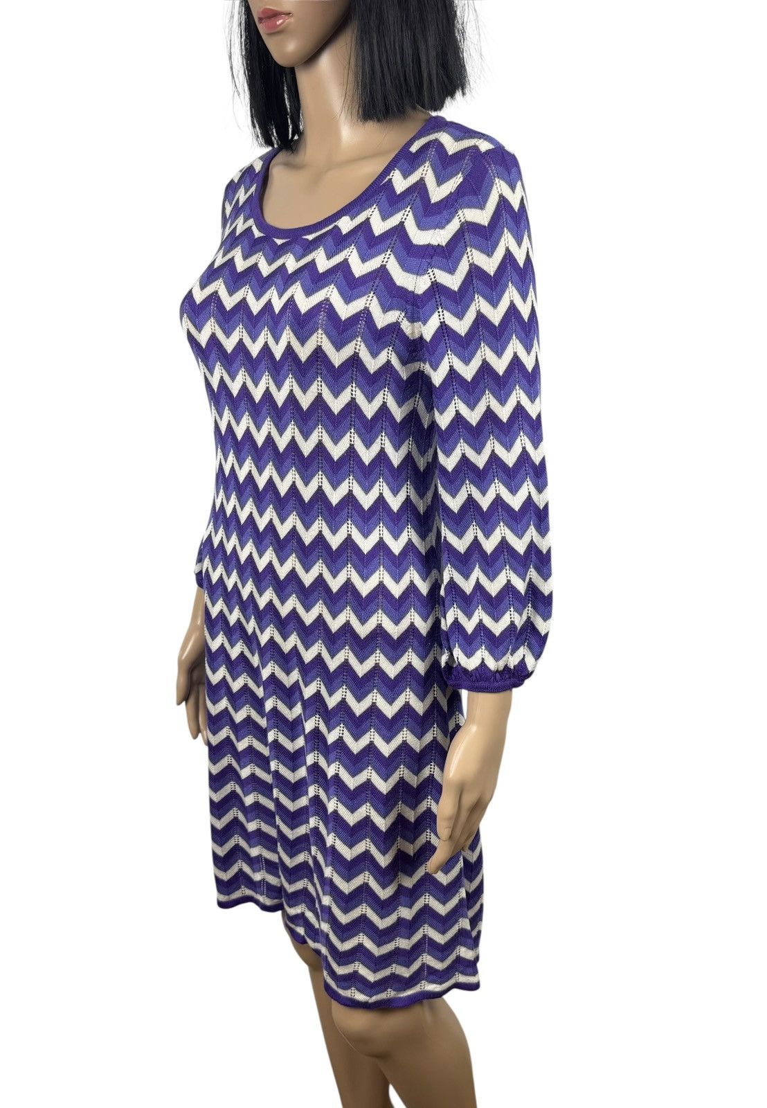 Alice + Olivia Alice + Olivia Viscose Knit Wool Dress Zigzag Pleated Size M / US 6-8 / IT 42-44 - 5 Thumbnail