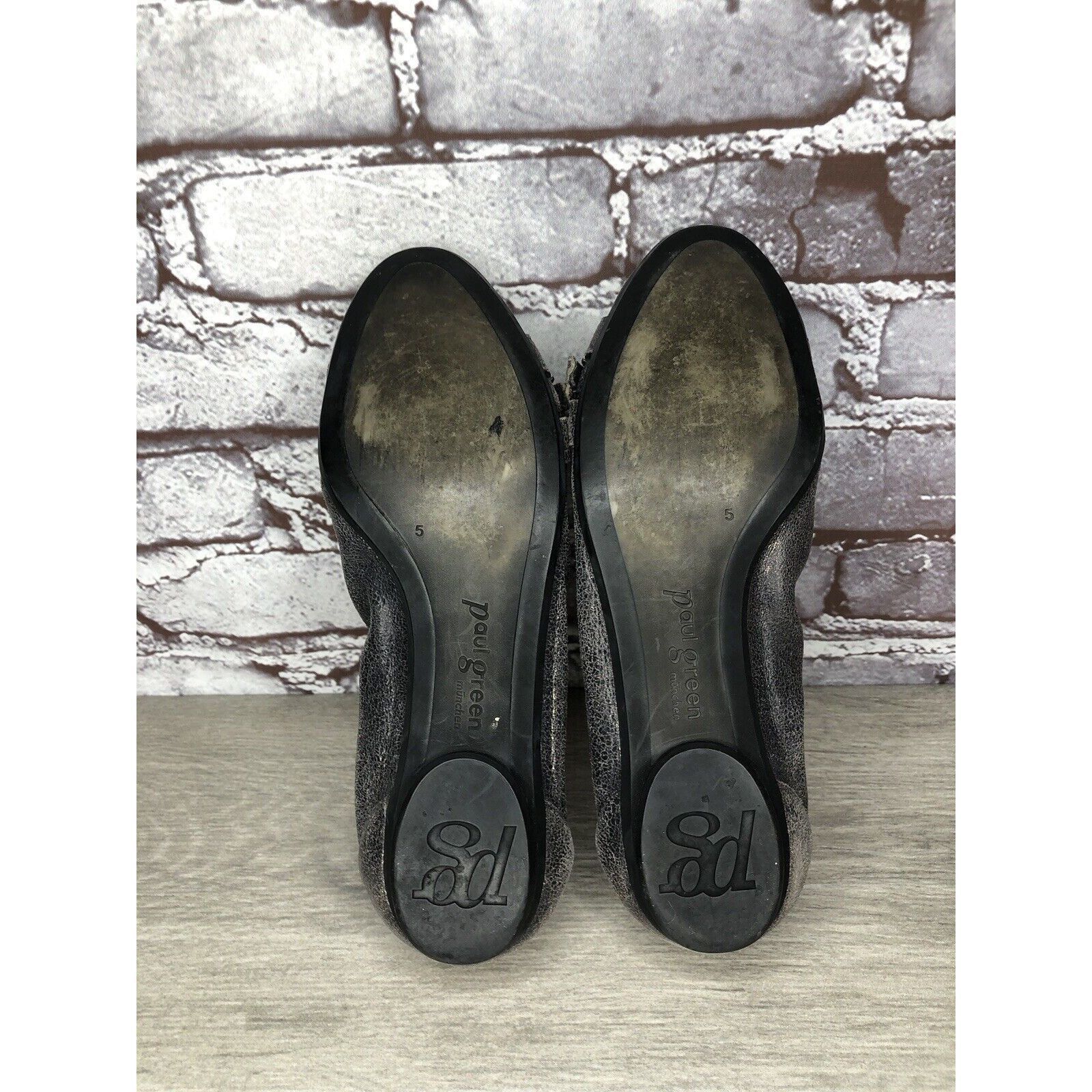 Other PAUL GREEN Pewter Leather Shimmer Zipper Ballet Flats Women Size US 7.5 / IT 37.5 - 14 Thumbnail