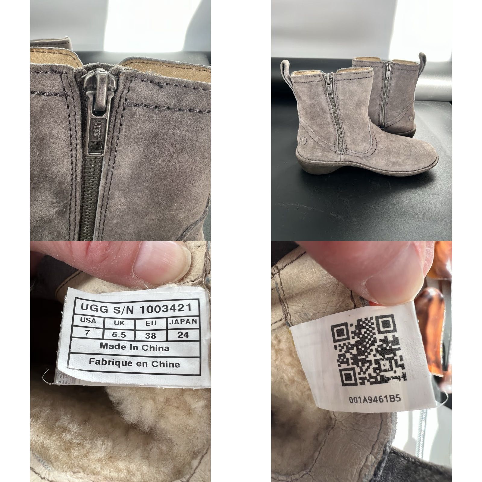 Ugg UGG Womens Neevah Boots - Bootie - Beige Tan Suede - Size 7 - Zip Closure - Shearling Lined - Cushioned Insole - Ankle Bootie - Womens Size US 7 / IT 37 - 8 Thumbnail