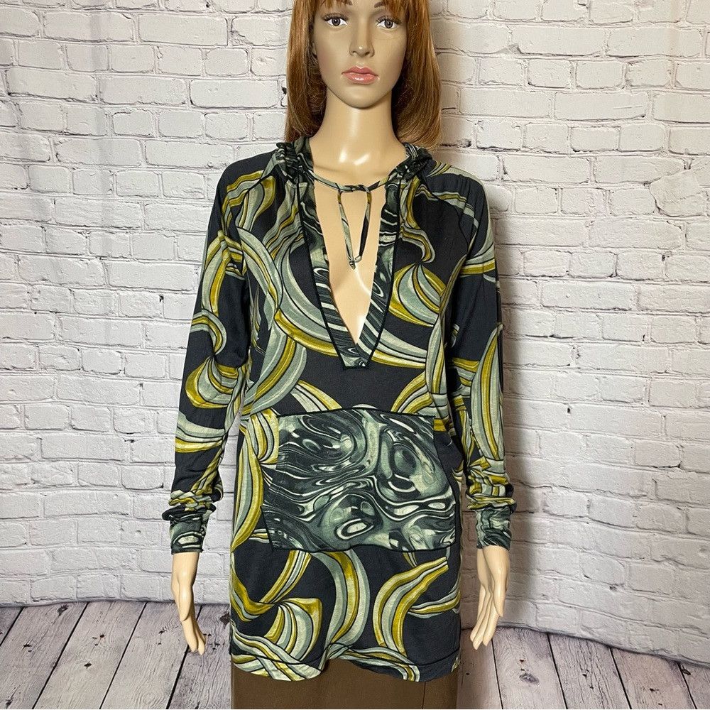 Custo Barcelona Custo Barcelona V-Neck Kangaroo Pocket Hoodie Tunic Size S Size S / US 4 / IT 40 - 1 Thumbnail