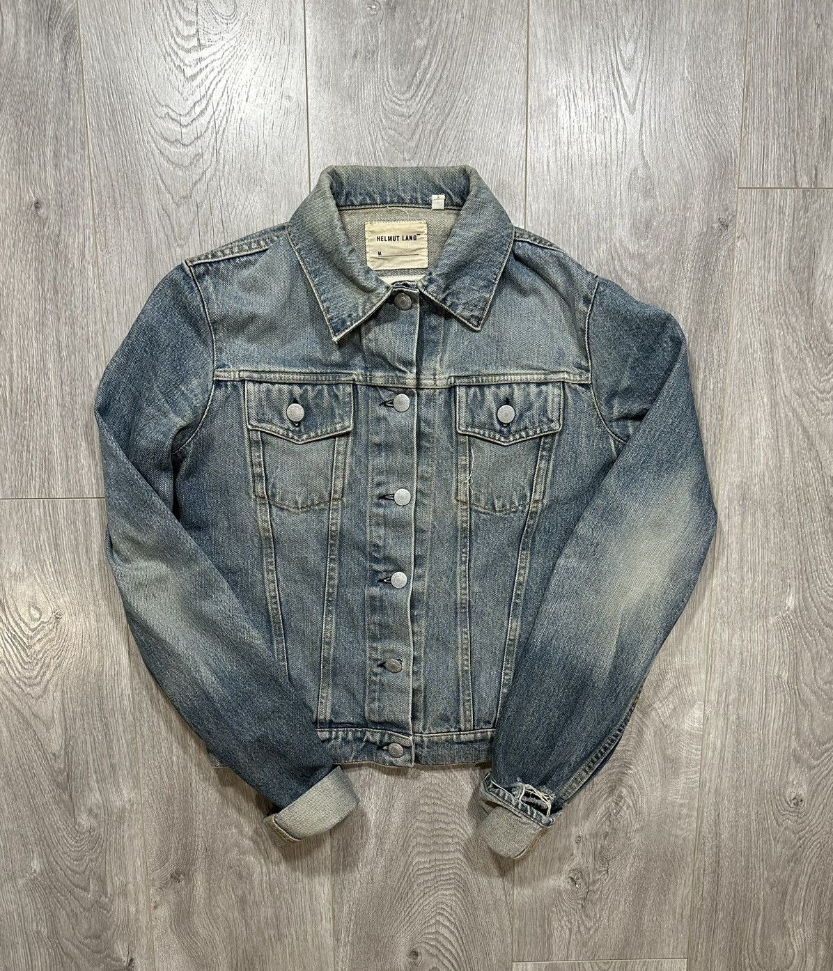 Vintage Helmut Lang Distressed Denim jacket Womens Small 38 Blue Grailed