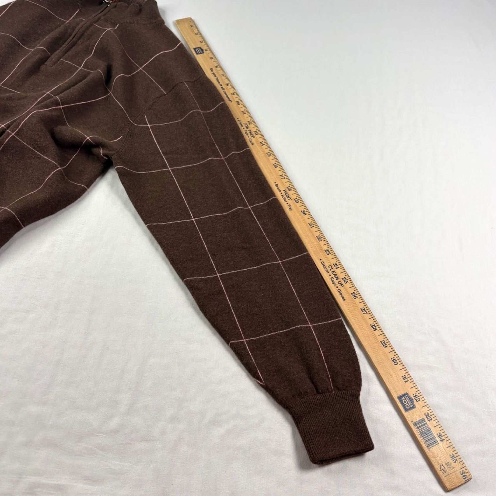 Peter Millar Peter Millar Sweater Mens Large Brown 1/4 Zip Pullover Golf Stretch Plaid Cashmere Mock Neck Long Sleeve Regular Modern Fit Size US L / EU 52-54 / 3 - 6 Thumbnail
