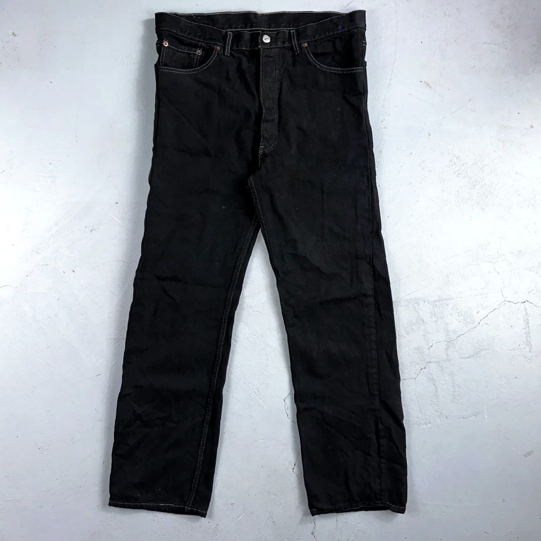Levi's VINTAGE Levi's 501 Jeans 90s Straight Leg Black Overdye 36x30 501 Series Mens Denim Cotton Classic Regular Button 5-Pocket Size US 36 / EU 52 - 2 Thumbnail