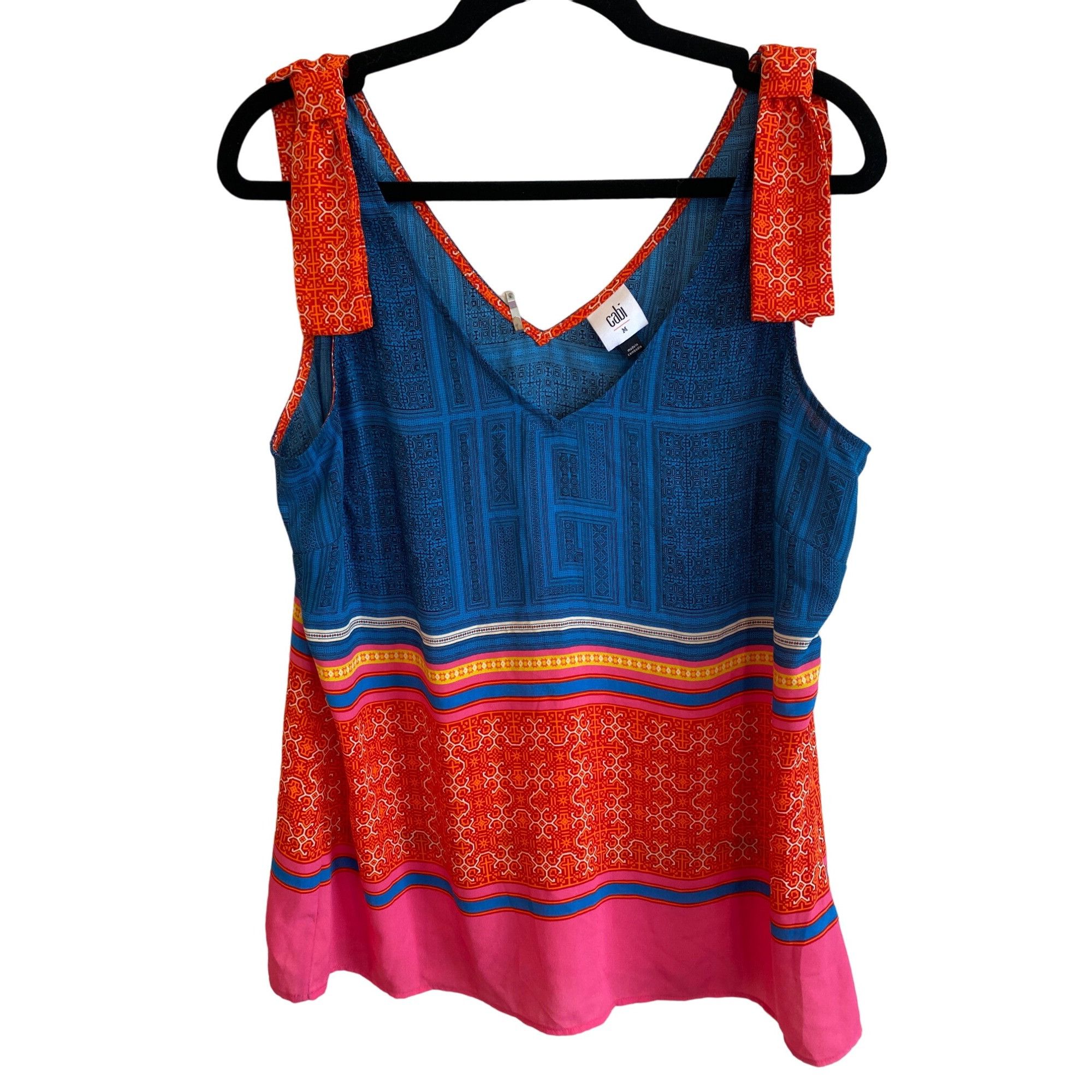 Designer CAbi Shoulder Tie Top Tunic #5787 Nomad Multicolor Print Wom Size M / US 6-8 / IT 42-44 - 3 Thumbnail