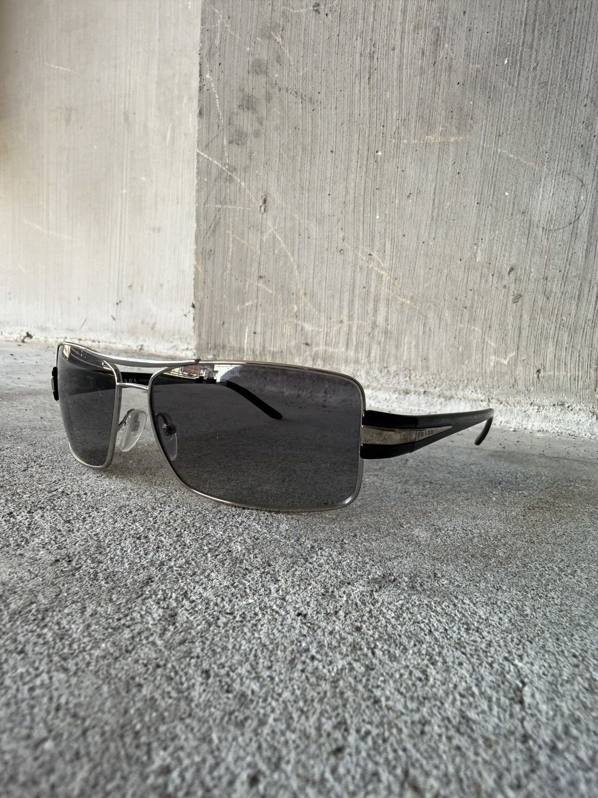 Prada PRADA Square Black Metal Frame Sunglasses Size ONE SIZE - 2 Thumbnail