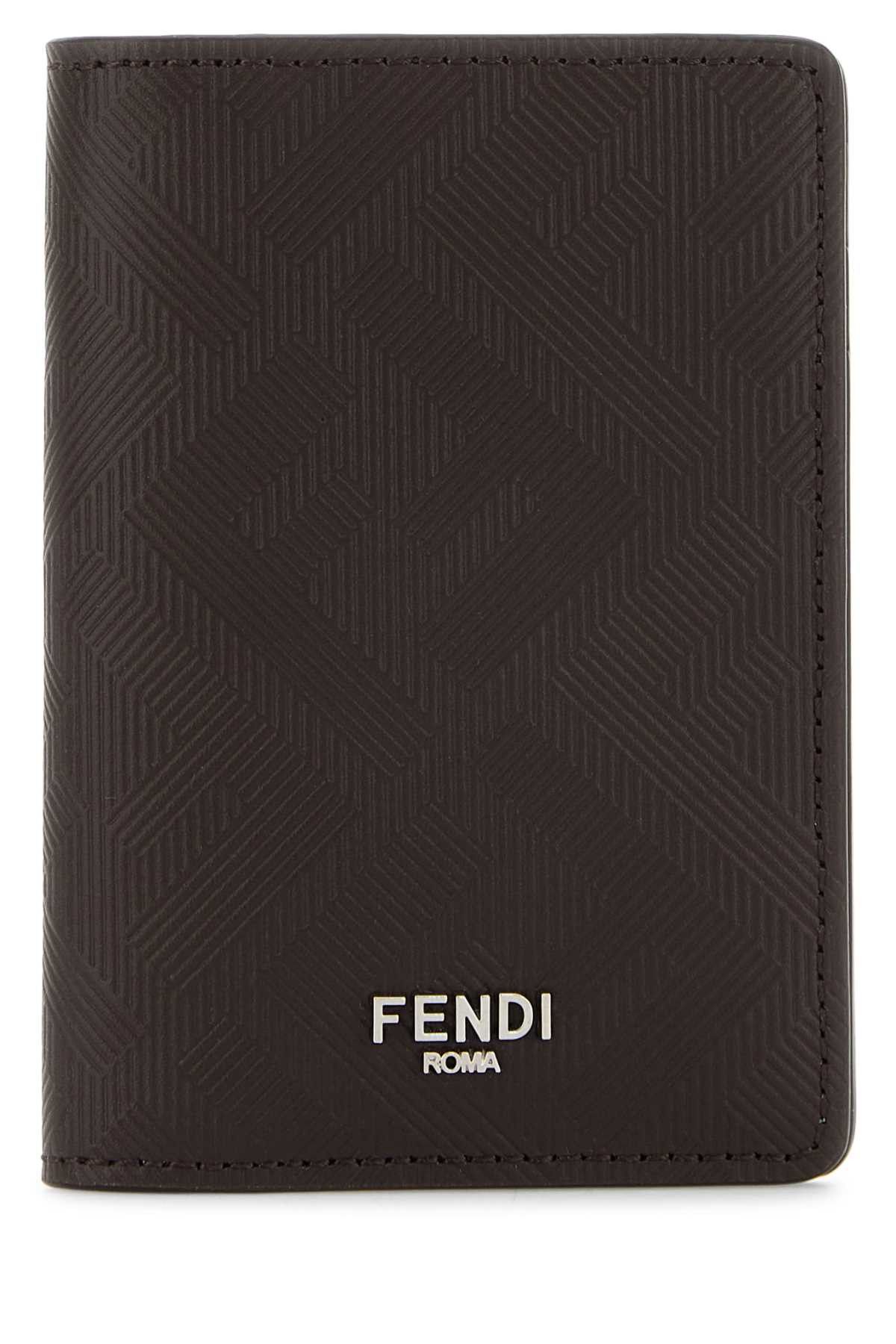 Fendi Dark Brown Leather Fendi Shadow Card Holder Size ONE SIZE - 1 Thumbnail