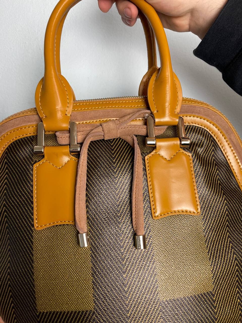 Burberry × Designer Burberry Brown Coated Canvas/Nubuck and Leather Satchel Size ONE SIZE - 4 Thumbnail