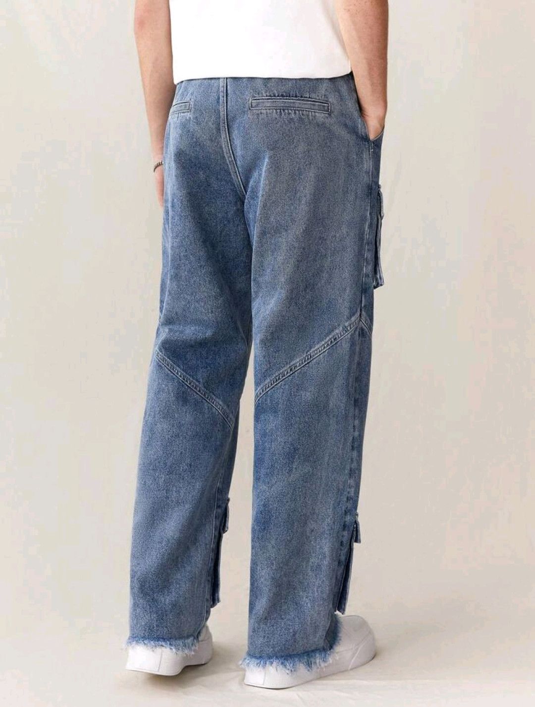Jean Pockets Cargo Jeans Bushpants Raw Hem Size US 36 / EU 52 - 2 Thumbnail