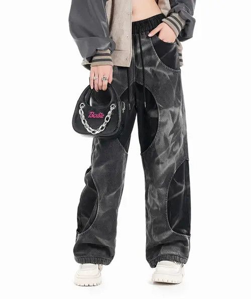 Jean Two Piece Black Baggy Jeans Size US 33 - 2 Thumbnail