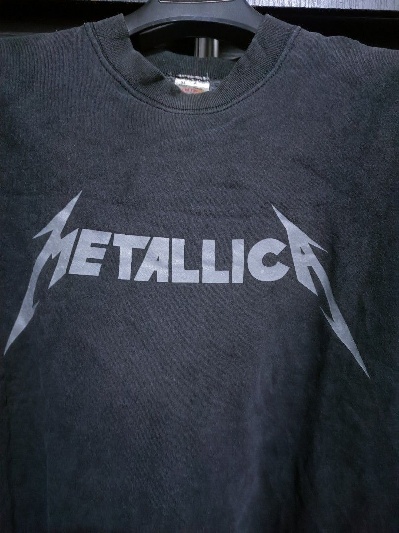 Band Tees × Metallica × Vintage Vintage 90s metallica sweatshirt spellout Size US XL / EU 56 / 4 - 3 Thumbnail