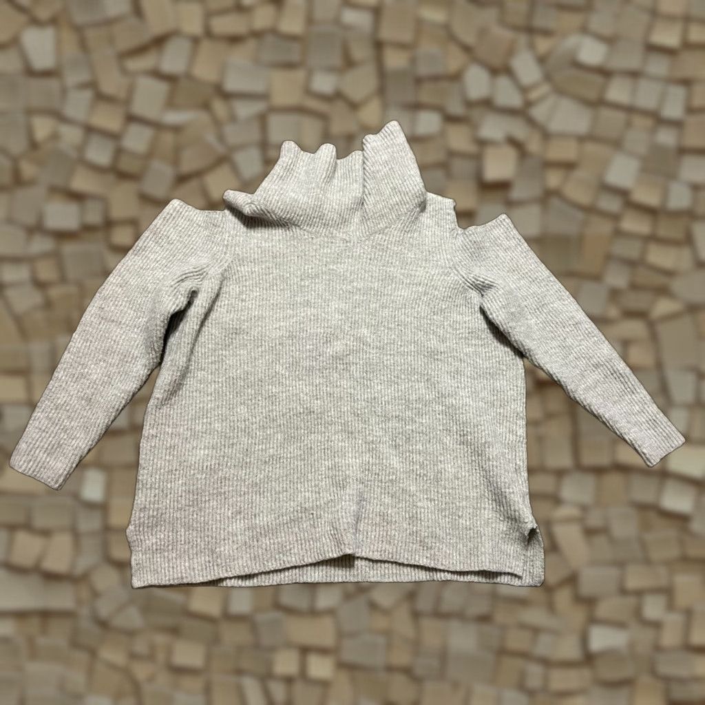 Vintage Lane Bryant Sweater Women 18/20 Gray Pullover Turtleneck Open Shoulder Knit Casual Fall Spring Summer Size XXL / US 16-18 / IT 52-54 - 1 Thumbnail