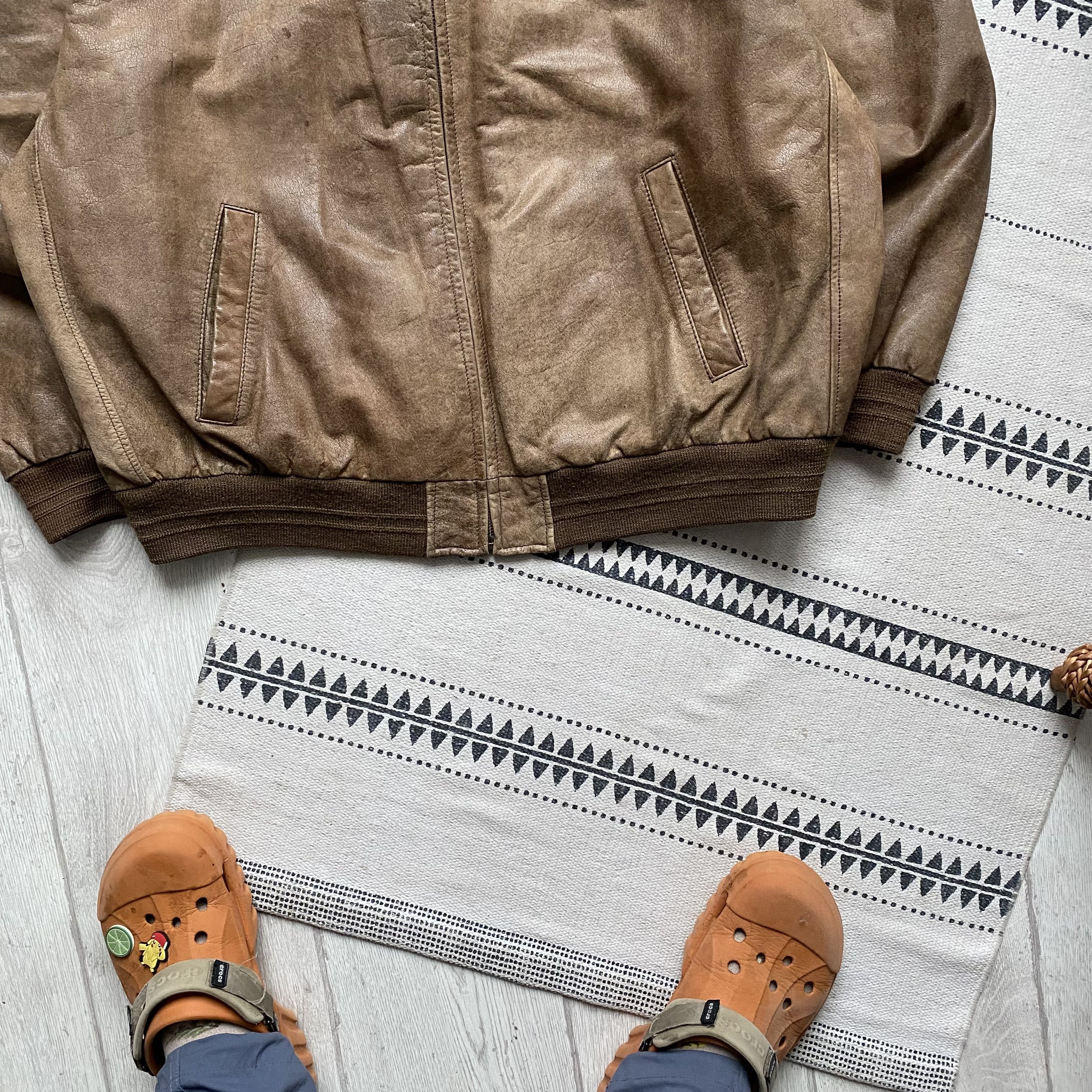 Genuine Leather Vintage 80-90s Faded Real leather bomber jacket Schott style Size US XL / EU 56 / 4 - 3 Thumbnail