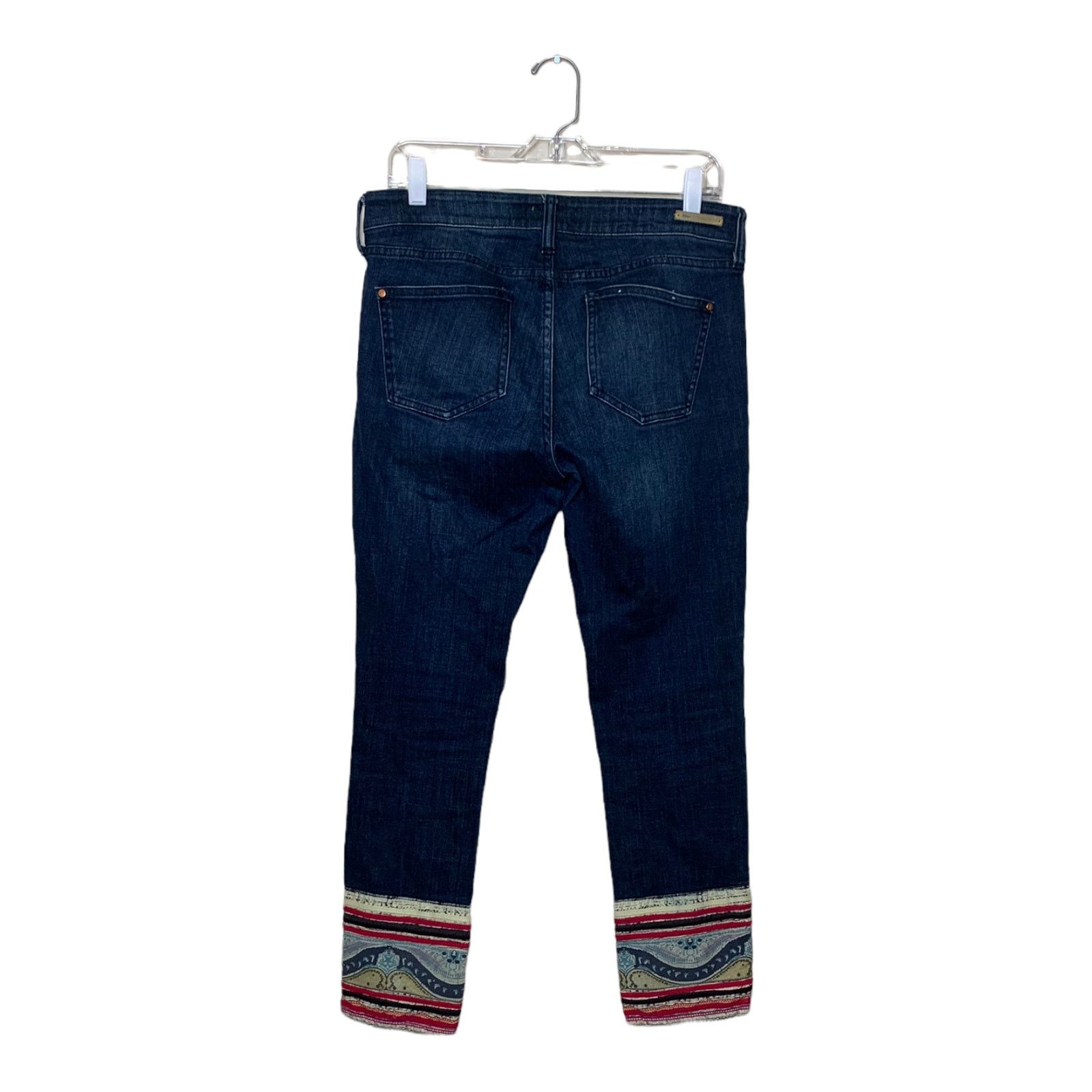 Anthropologie Pilcro boho pattern cuff straight legs fitted jeans size 28 Size 32" / US 10 / IT 46 - 2 Thumbnail