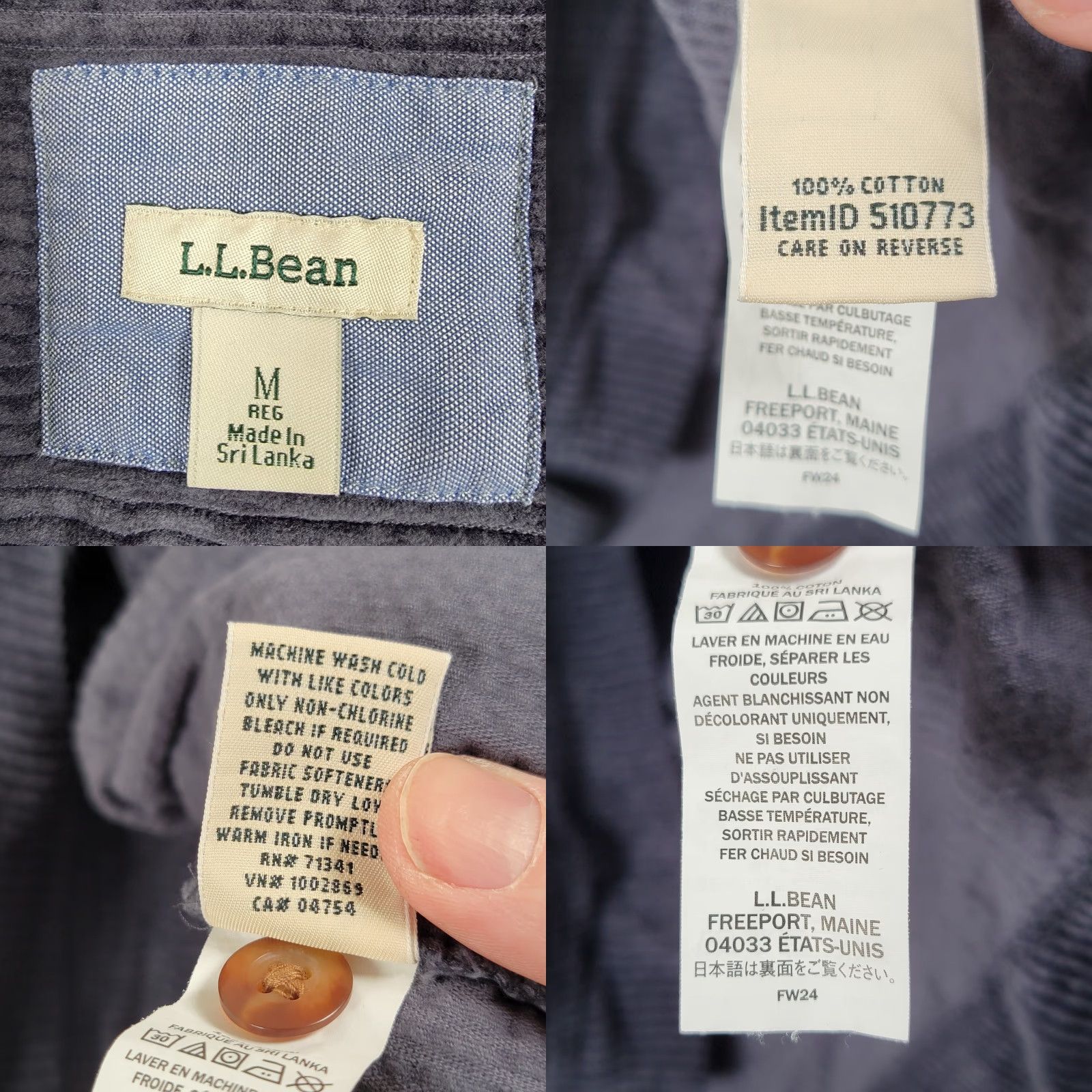 Vintage LL Bean Shirt Womens Med Blue Corduroy Button Up Overshirt Shacket Wide Wale Size M / US 6-8 / IT 42-44 - 9 Thumbnail