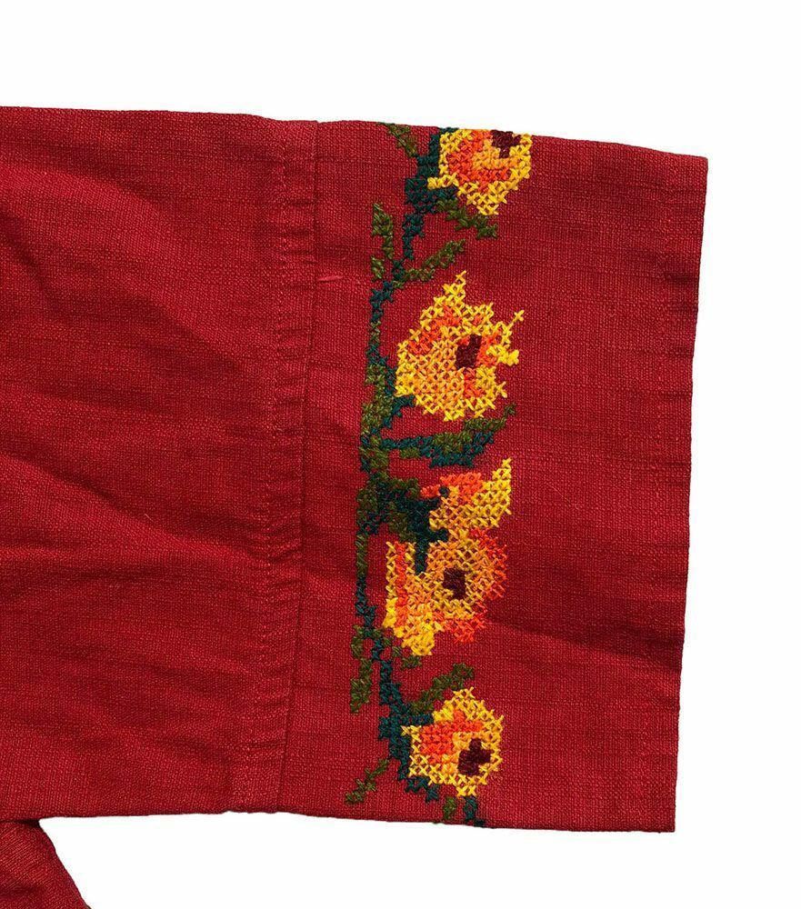 Designer Pre Owned Needle Point Embroidered Red Hand Made Blouse G Size L / US 10 / IT 46 - 3 Thumbnail