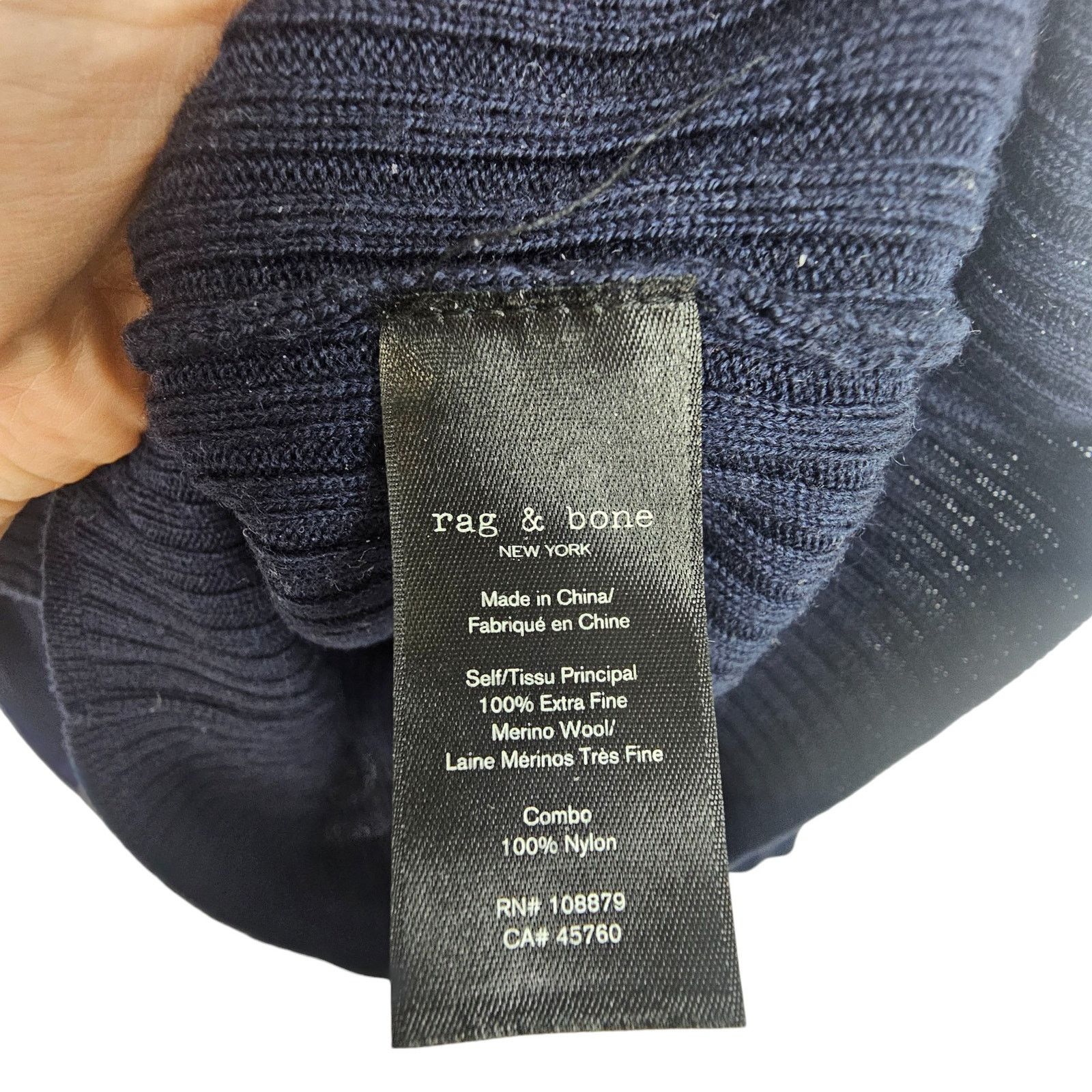 Rag & Bone Rag & Bone Womens Extrafine Merino Wool Sweater XS Navy Blue Size XS / US 0-2 / IT 36-38 - 7 Thumbnail
