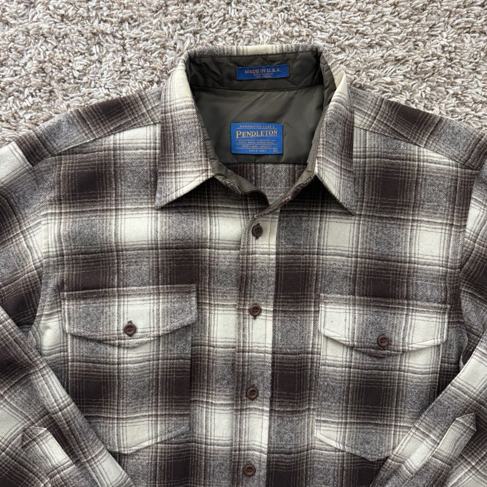 Pendleton × Vintage Vintage Pendleton Brown Shadow Plaid Button Up Guide Shirt Size US M / EU 48-50 / 2 - 10 Thumbnail
