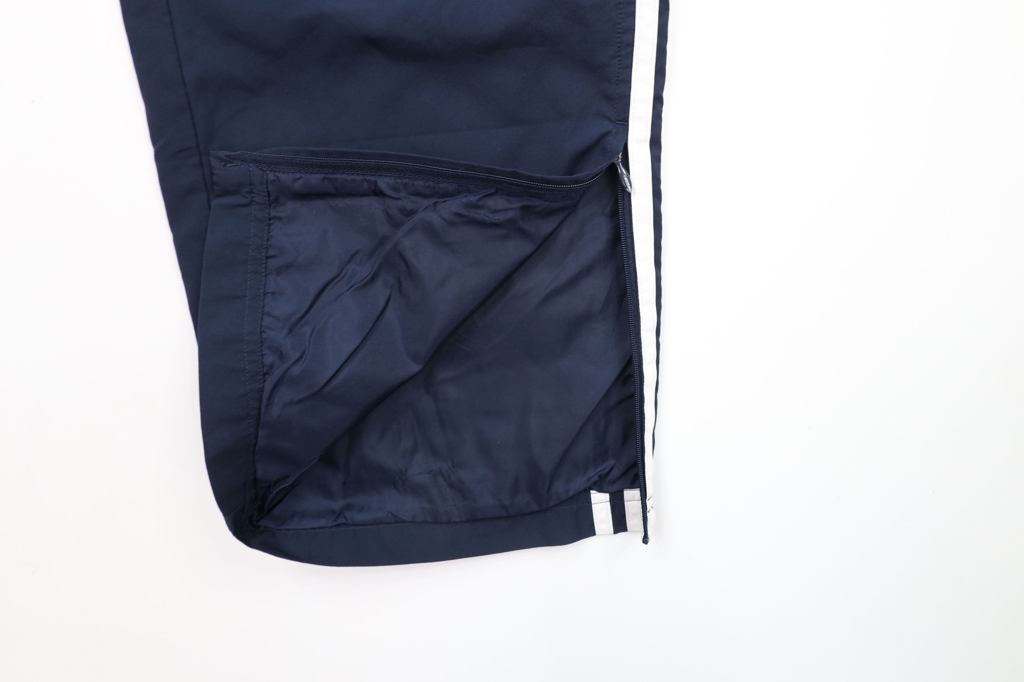 Adidas × Vintage Vintage Adidas Striped Wide Leg Pants Navy Blue Polyester Size 28" / US 6 / IT 42 - 6 Thumbnail