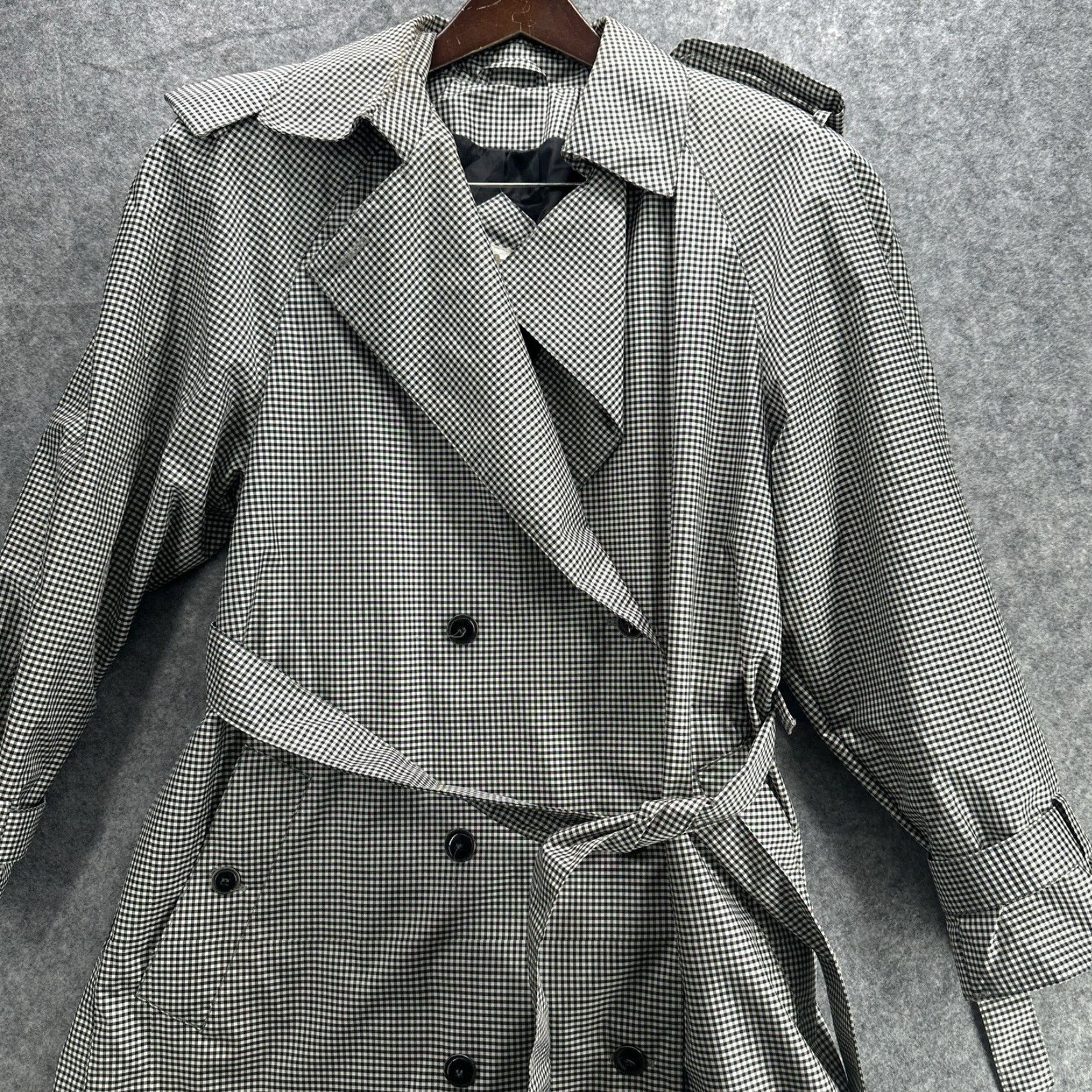 Vintage VINTAGE Fleet Street Coat Womens 12 Buttoned Trench y2k Long Lightweight Black Polyester Softshell Plaid Pleated Buttoned Rain Jacket Shirt Size XL / US 12-14 / IT 48-50 - 3 Thumbnail
