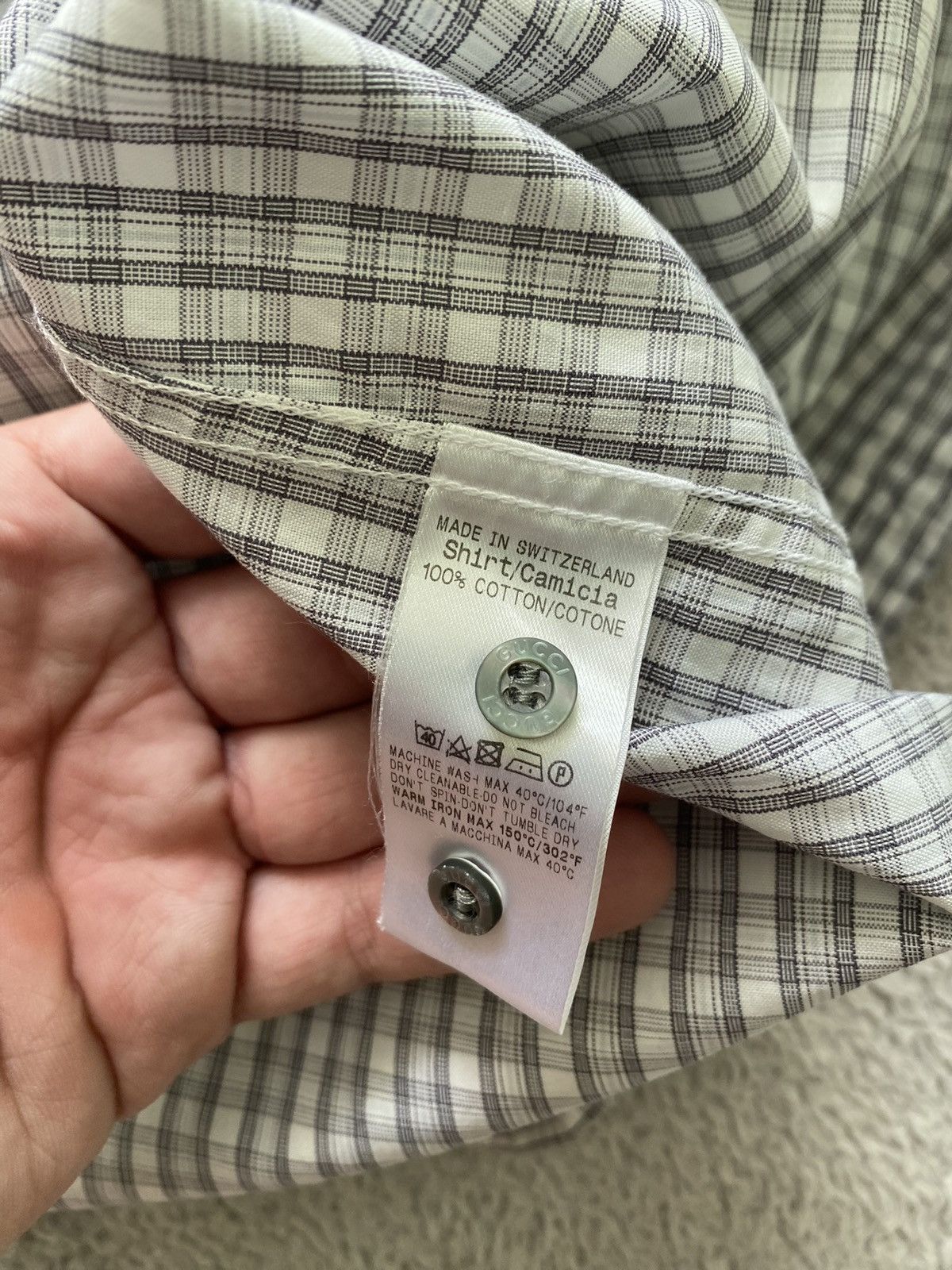 Designer × Gucci × Vintage Gucci Fitted Check Button Up Shirt Size 16 Size US M / EU 48-50 / 2 - 8 Thumbnail