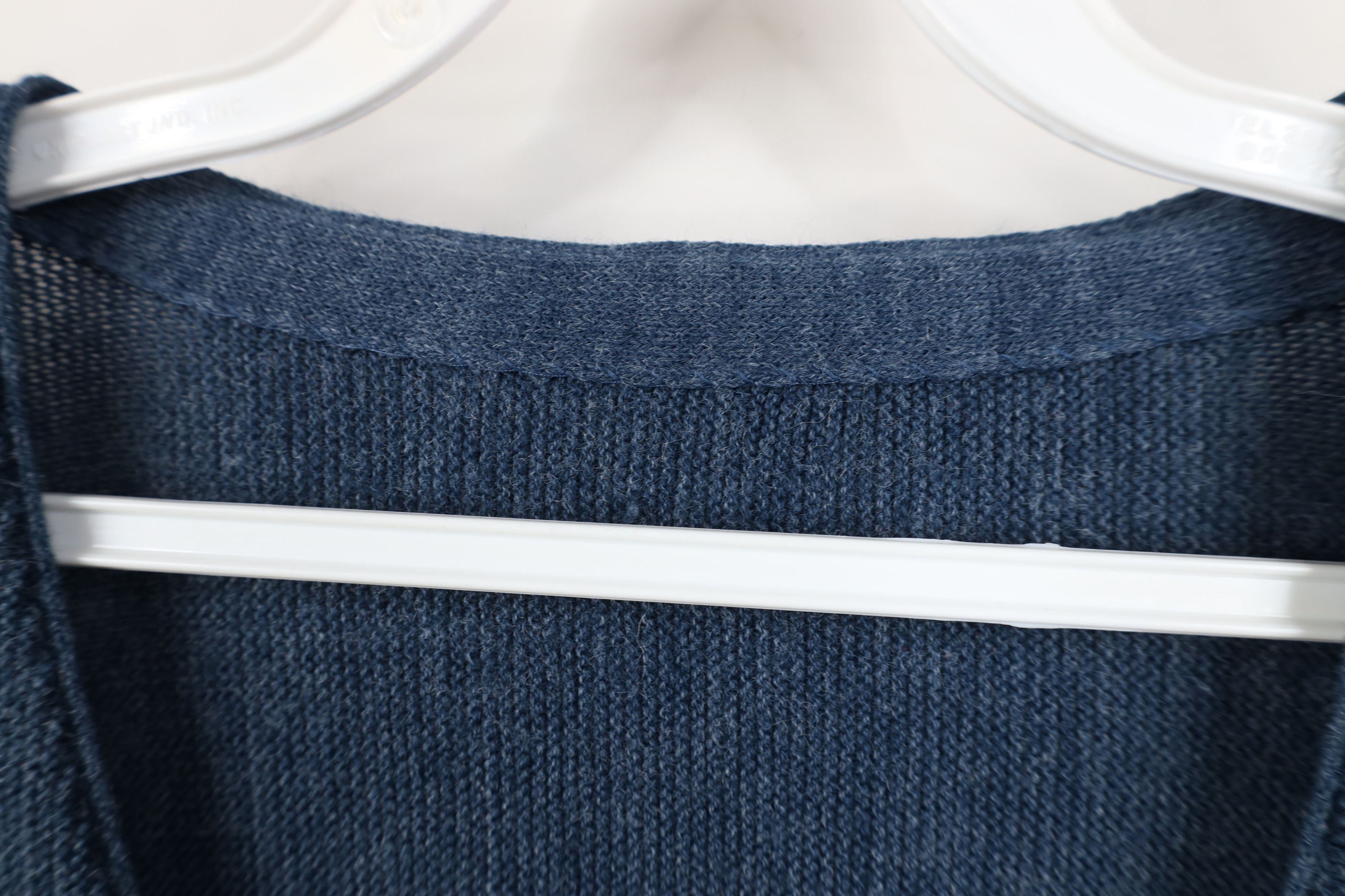 Vintage Vintage 70s Streetwear Blank Knit Cardigan Sweater Blue Size US L / EU 52-54 / 3 - 4 Thumbnail