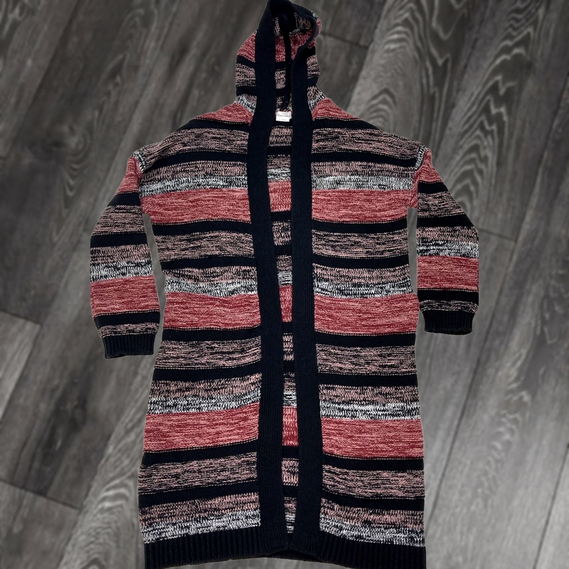 Vintage VINTAGE Lovers & Friends Hooded Open Knit Cardigan Sweater Women XS Black Red Size XS / US 0-2 / IT 36-38 - 1 Thumbnail
