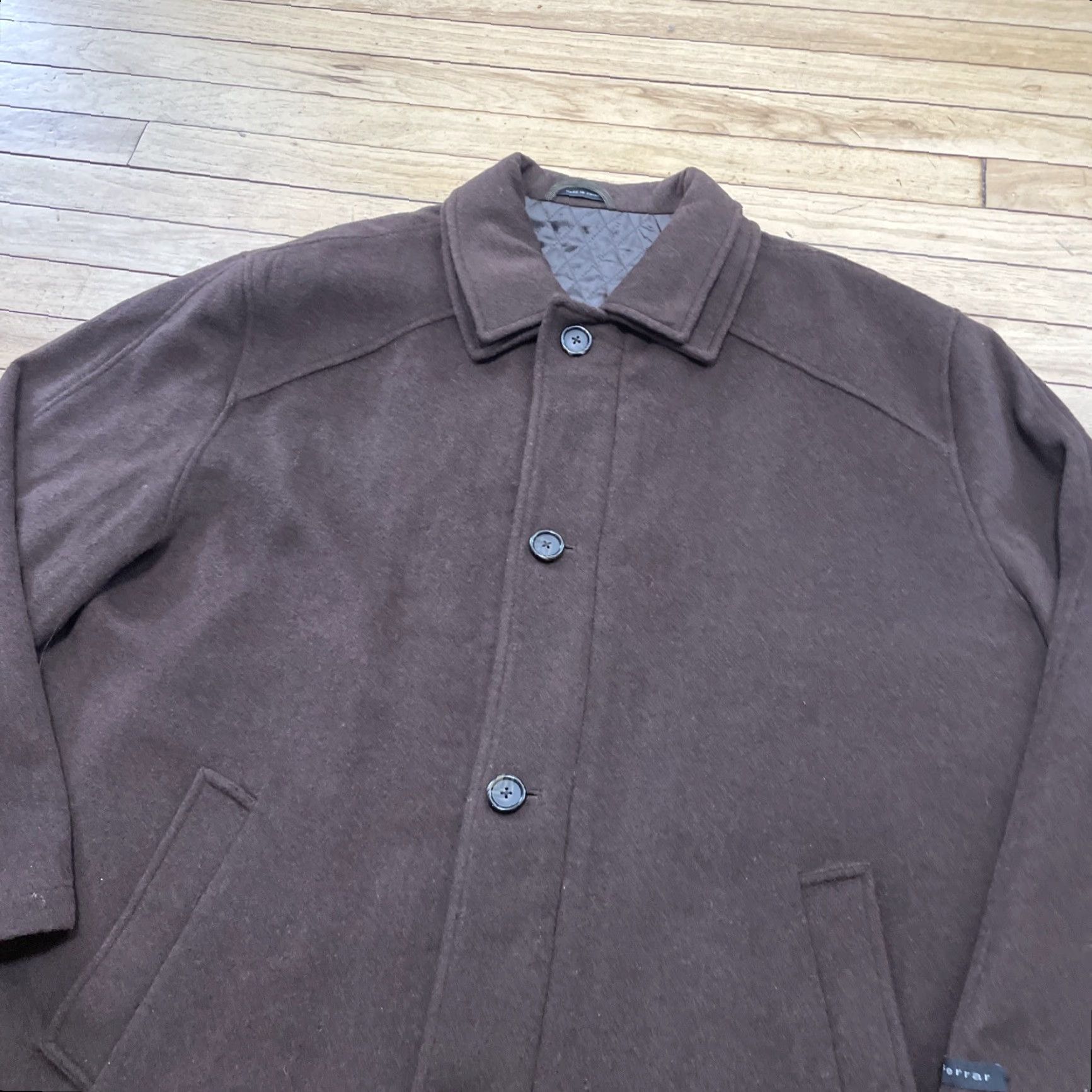 Vintage VINTAGE J. Ferrar Wool Car Coat Men 2XL Brown Quilt Lined Zip Button Heavy Jacket Size US XXL / EU 58 / 5 - 3 Thumbnail