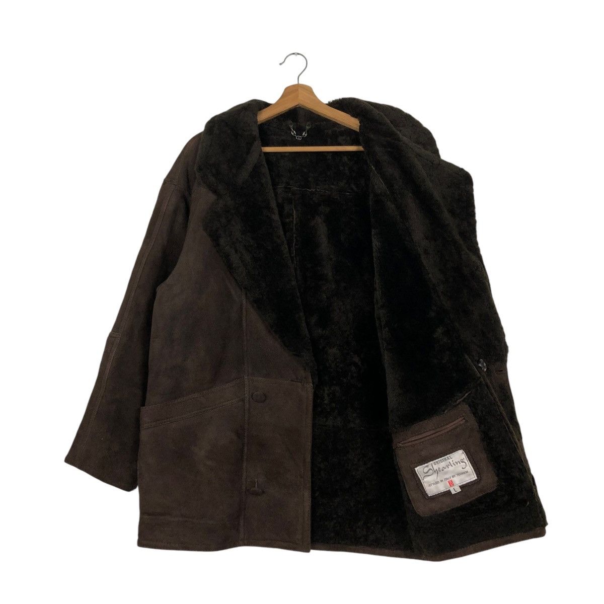 Vintage 🔥VINTAGE SHEARLING LEATHER JACKET FUR BLANKET ITALY TEODEM Size US L / EU 52-54 / 3 - 13 Thumbnail