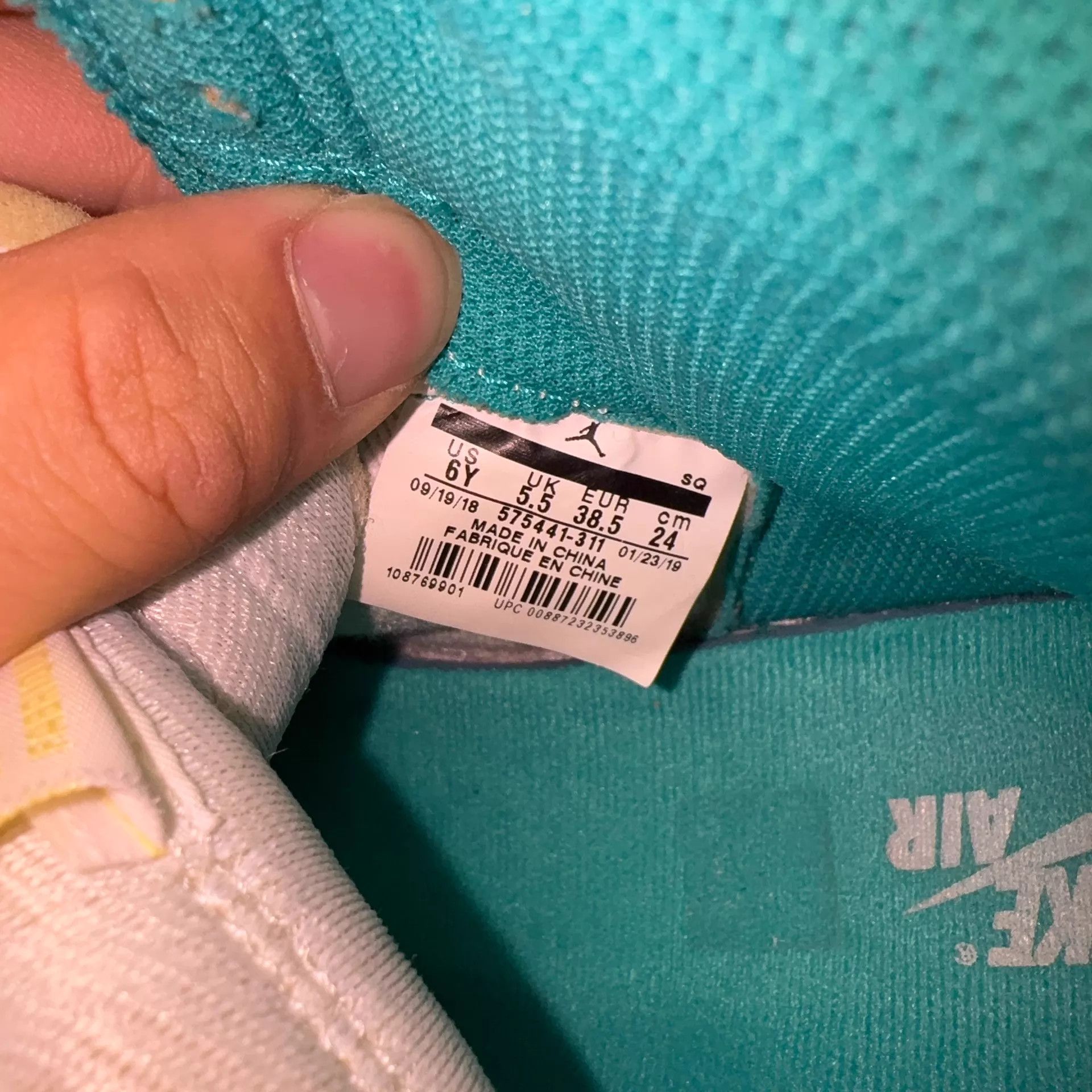 Nike Jordan AJ1 Tiffany Green 38.5 Size US 6.5 / IT 36.5 - 7 Thumbnail