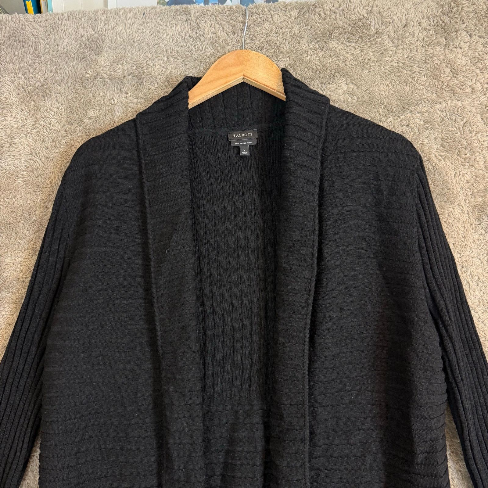 Other Talbots Pure Merino Wool Open Ribbed Cardigan Sweater L Size L / US 10 / IT 46 - 2 Thumbnail