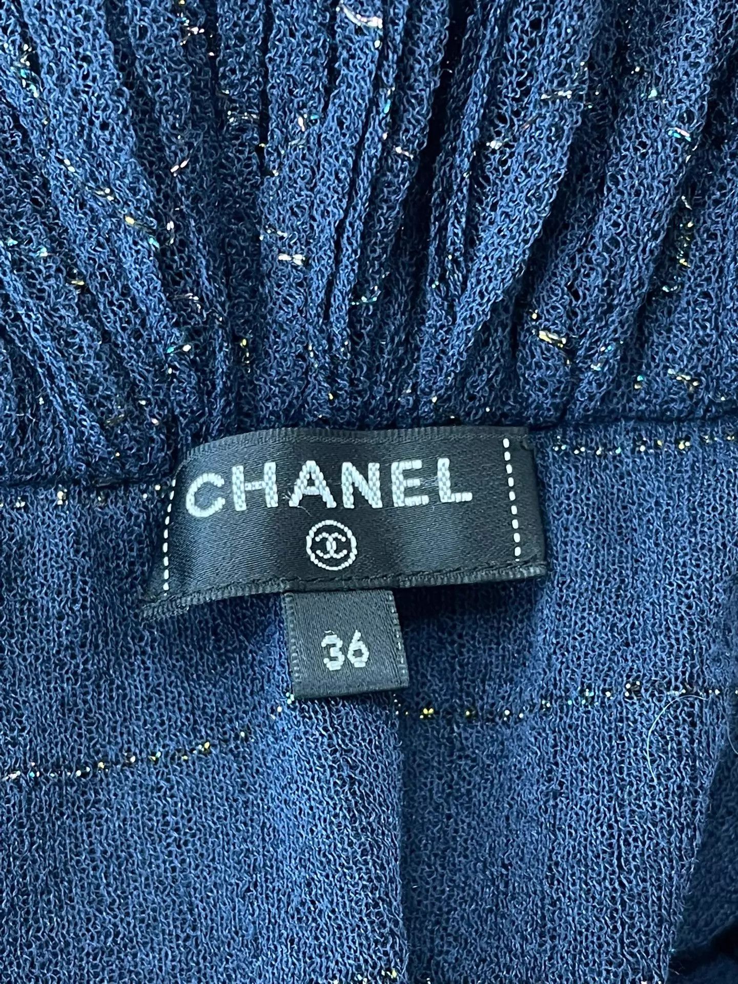 Chanel Chanel Rooftop Series Deep Blue Sparkle Ruffled LS Dress 36 Size XS / US 0-2 / IT 36-38 - 4 Thumbnail