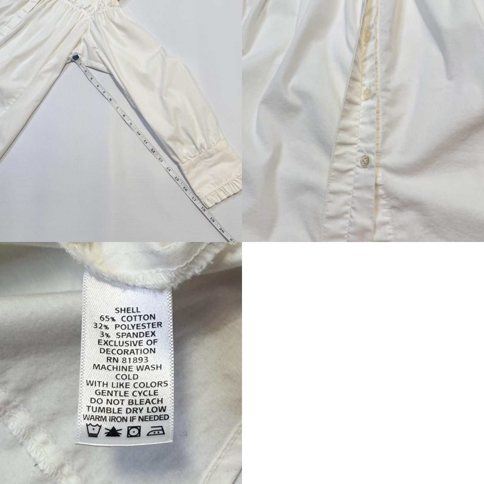 Vintage Victor Costa Blouse Womens L White Collared Button Front Sleeve Top Size L / US 10 / IT 46 - 8 Thumbnail