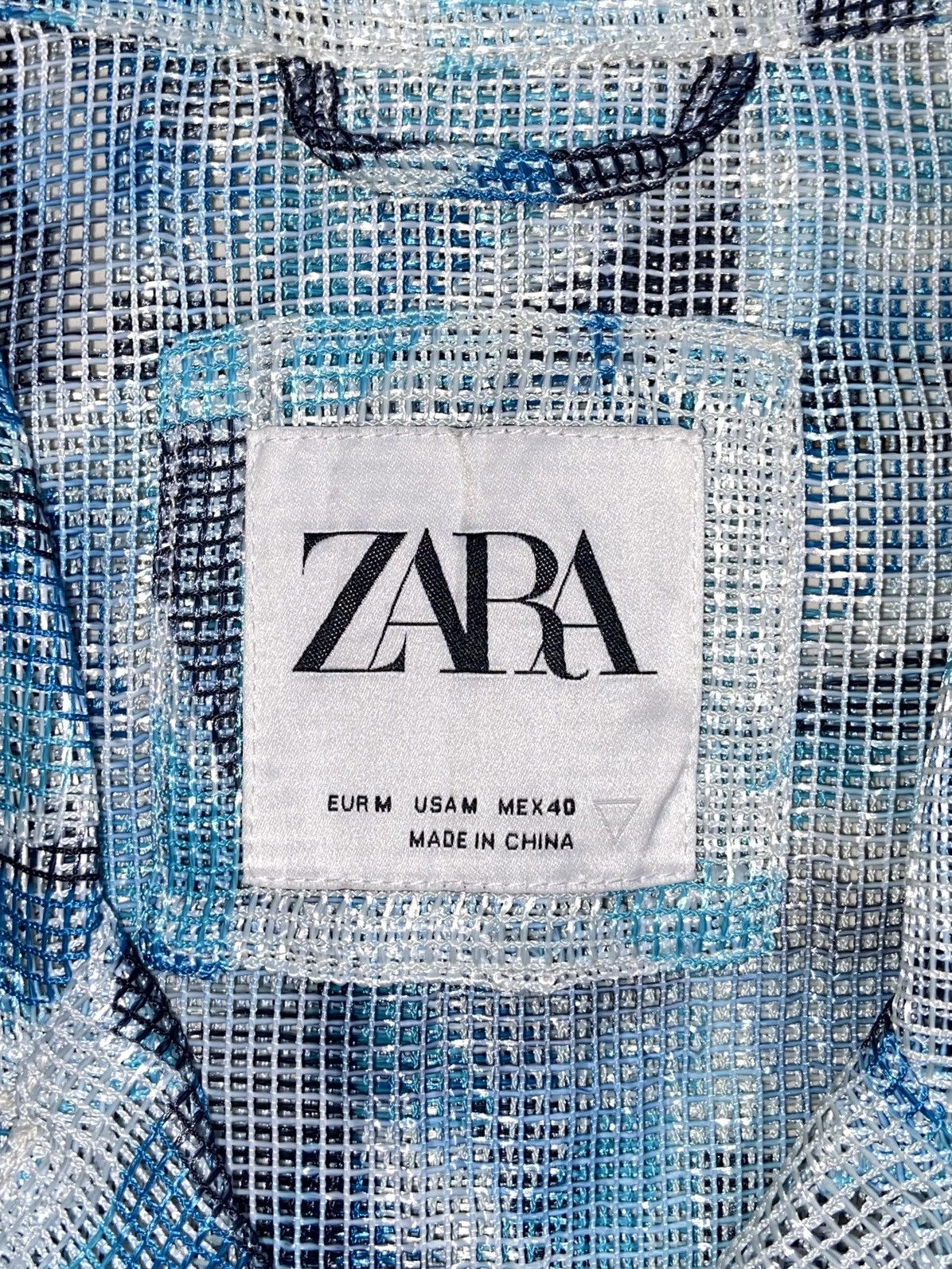 Zara ZARA Blue Striped Mesh Shirt Size US L / EU 52-54 / 3 - 7 Thumbnail