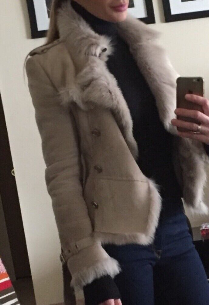 Burberry × Genuine Leather Burberry real fur + Leather fuzzy shearling biker jacket Size S / US 4 / IT 40 - 2 Thumbnail