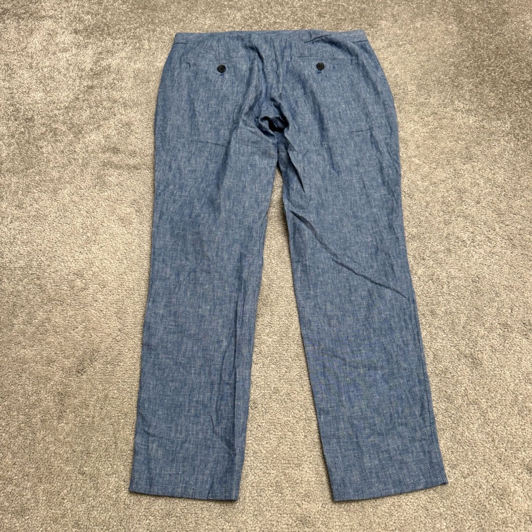 Banana Republic Banana Republic Avery Pants Womens 4 Blue Linen Blend Tie Waist Tapered Ankle Size 27" / US 4 / IT 40 - 2 Thumbnail