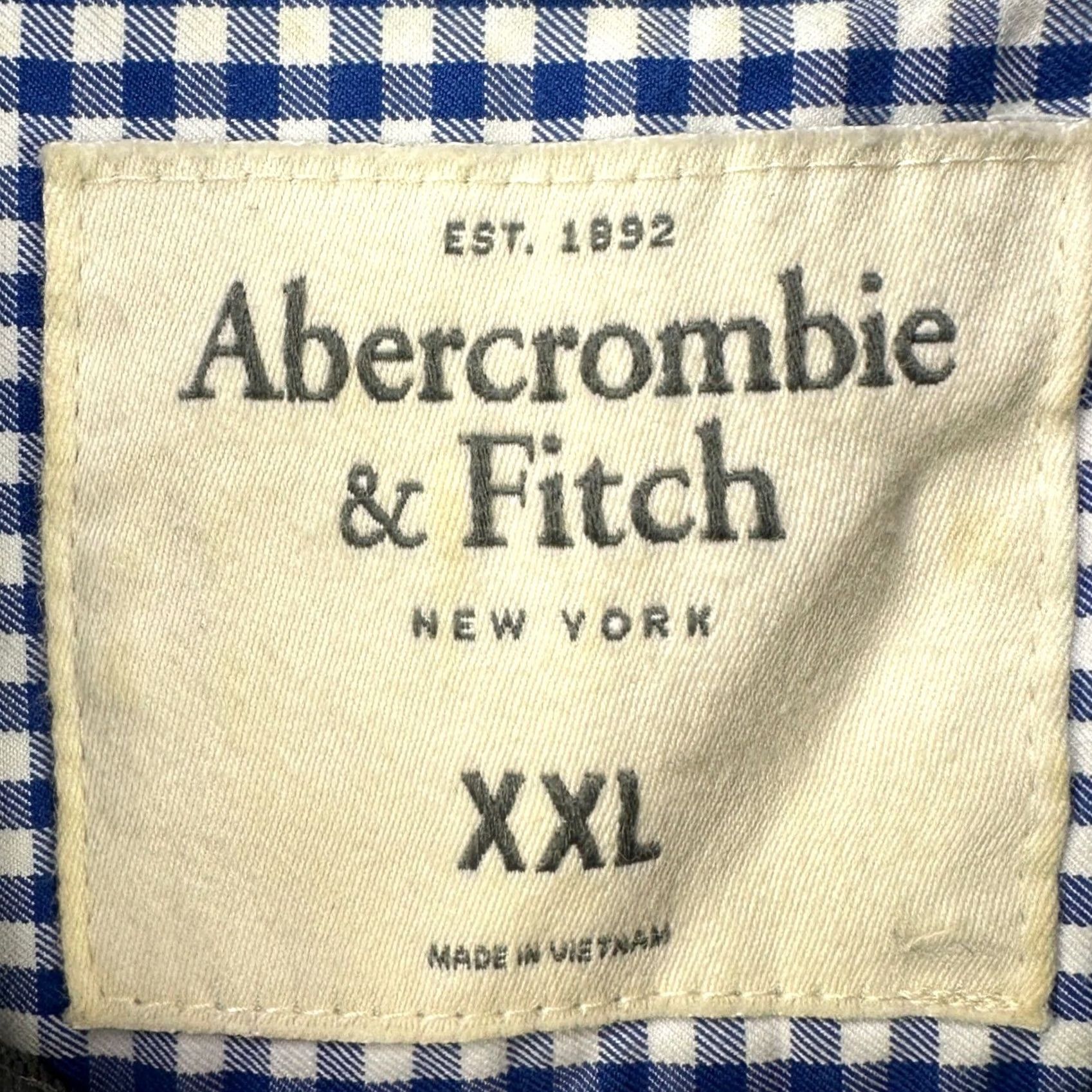 Abercrombie & Fitch Abercrombie & Fitch Shirt Button Down Mens 2XL Blue White Gingham Check Muscle Fit Size US XXL / EU 58 / 5 - 4 Thumbnail