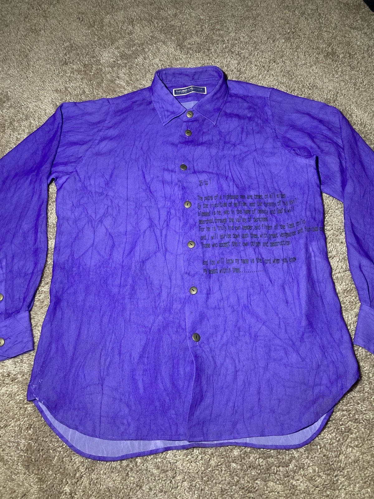 Beauty Beast SS99 Beauty:Beast Poem Button Shirt Beauty Message 90s 1999 Size US M / EU 48-50 / 2 - 2 Thumbnail