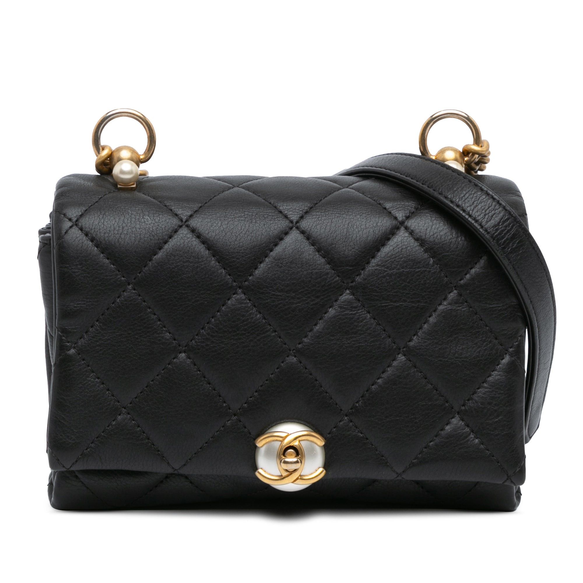 Chanel Chanel Mini Quilted Calfskin Pearl CC Accordion Flap Black Size ONE SIZE - 1 Thumbnail