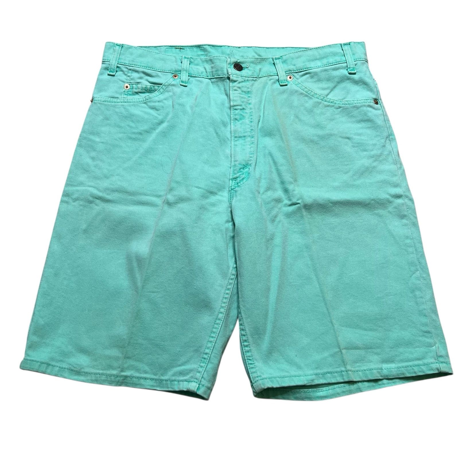 Vintage Levi’s 550 Mint Green Denim Shorts USA Men’s 38
