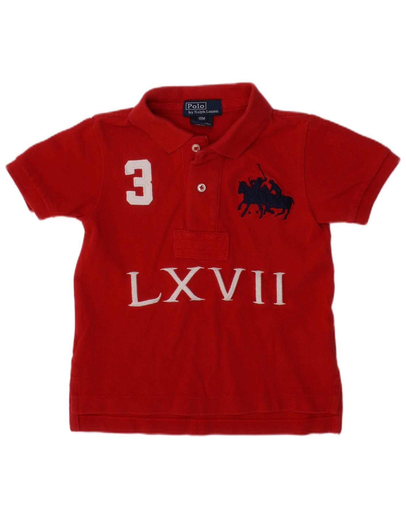 Polo Ralph Lauren Baby Boys Graphic Polo Shirt 12-18 Months Red Cotton Size M / US 6-8 / IT 42-44 - 1 Thumbnail