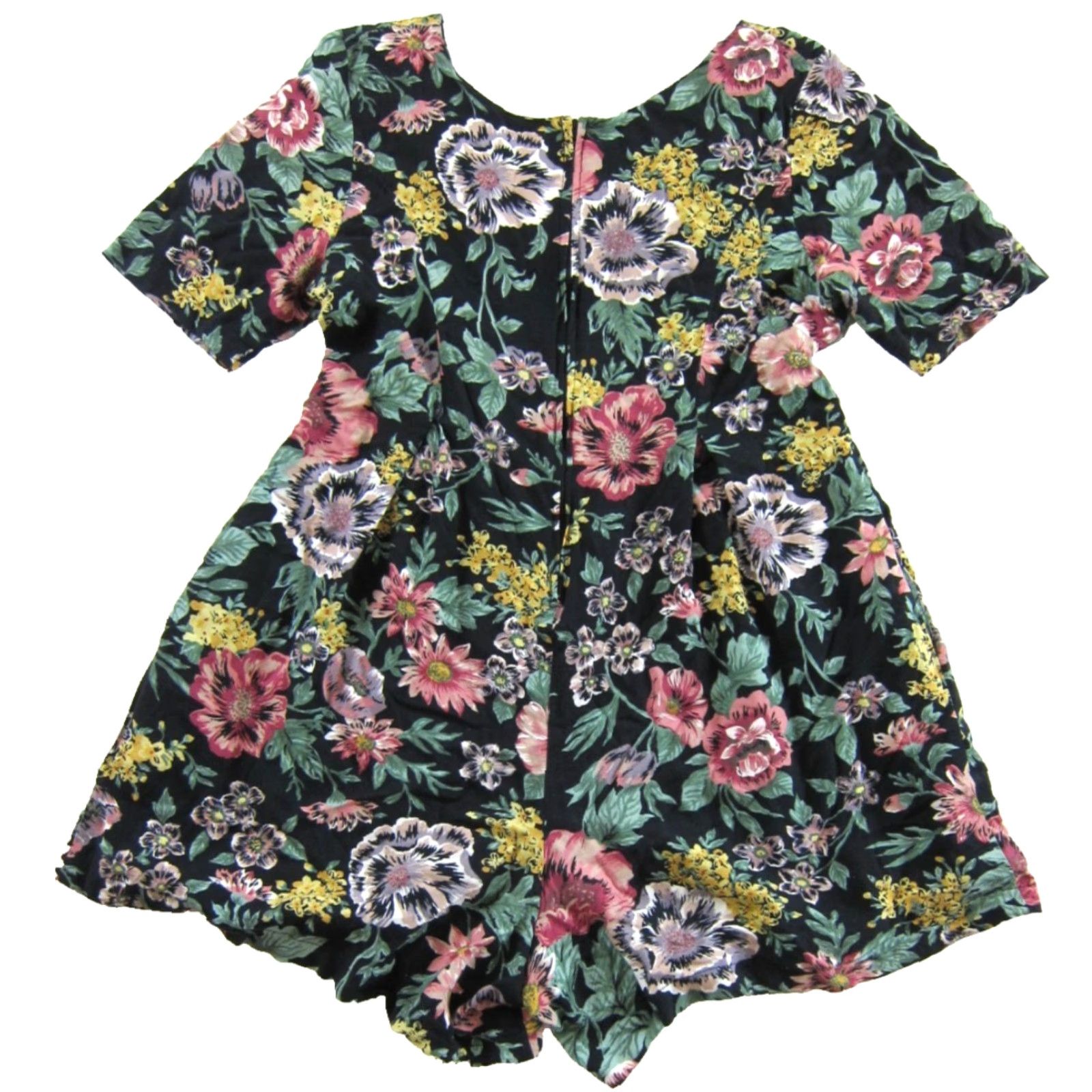 Pinko VTG Westport Ltd. 100% Rayon Black Pink Floral Pocket Shorts Romper Jumpsuit M Size 32" / US 10 / IT 46 - 4 Thumbnail