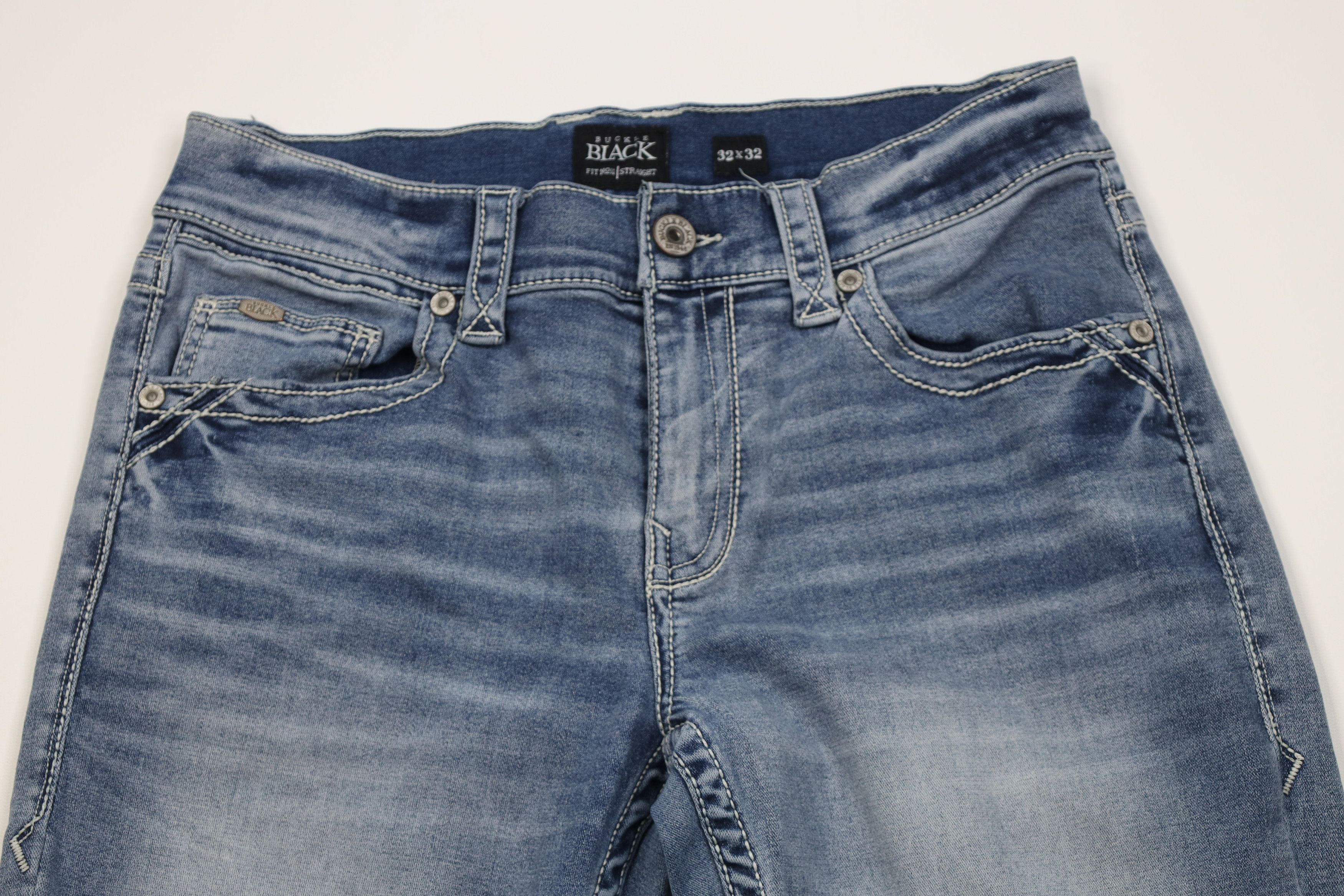 Vintage Buckle BKE Black Stitch Fit 11 Straight Leg Denim Jeans Size US 32 / EU 48 - 2 Thumbnail